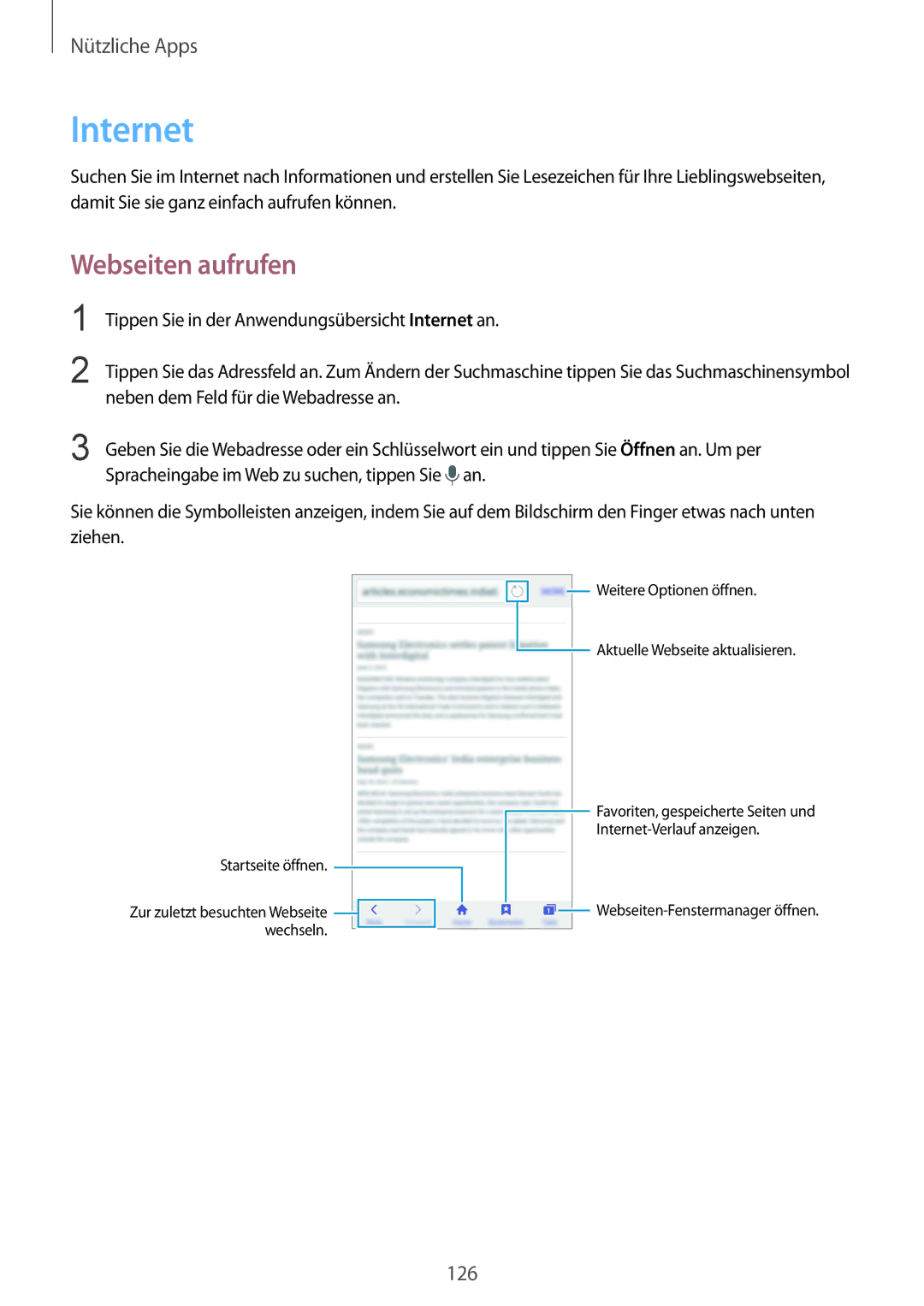 Samsung SM-N915FZWYDBT, SM-N915FZWYEUR, SM-N915FZKYATO, SM-N915FZWYTPH, SM-N915FZKYTPH manual Internet, Webseiten aufrufen 