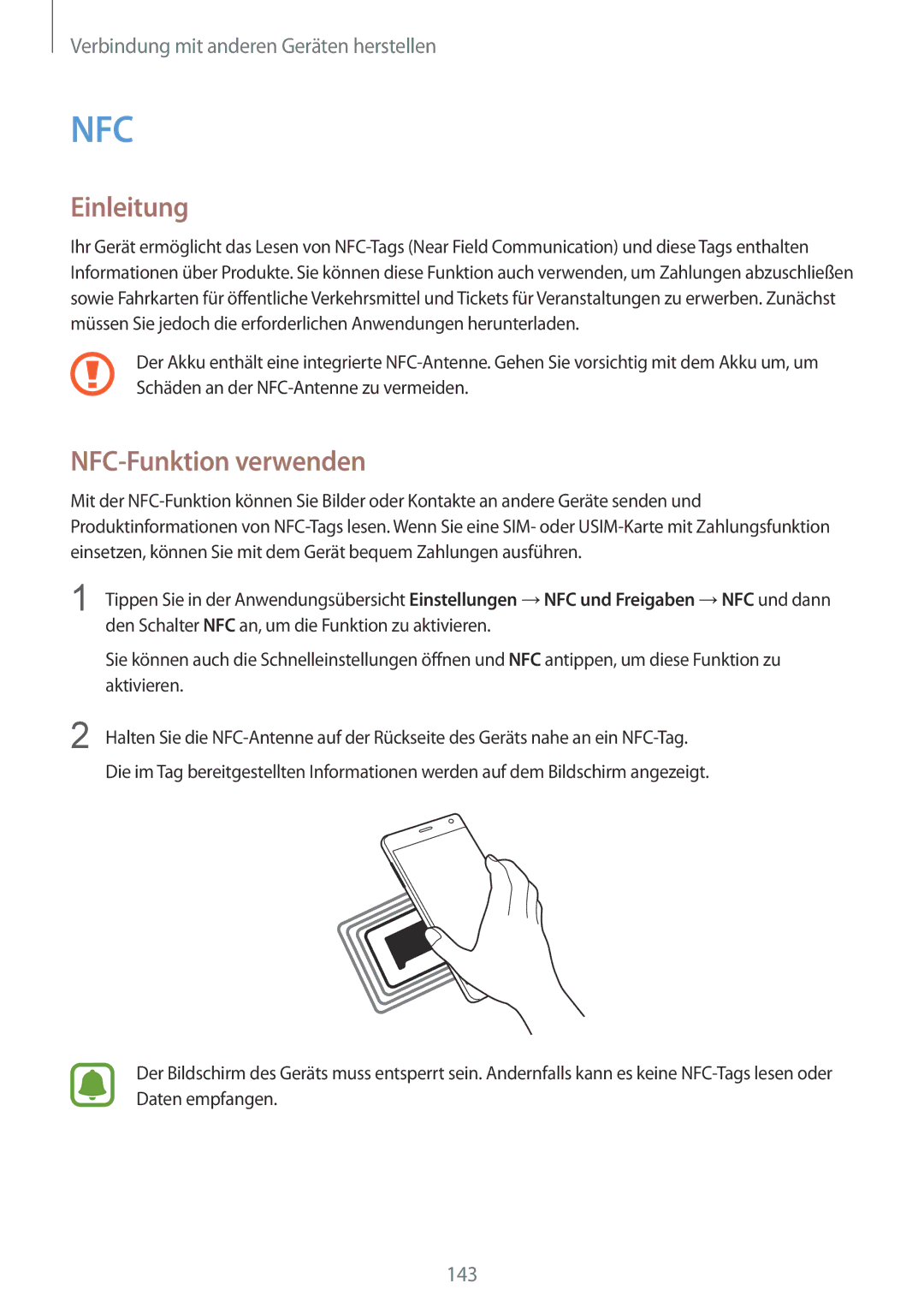 Samsung SM-N915FZWYEUR, SM-N915FZKYATO, SM-N915FZWYTPH, SM-N915FZKYTPH, SM-N915FZWYXEO manual Nfc, NFC-Funktion verwenden 