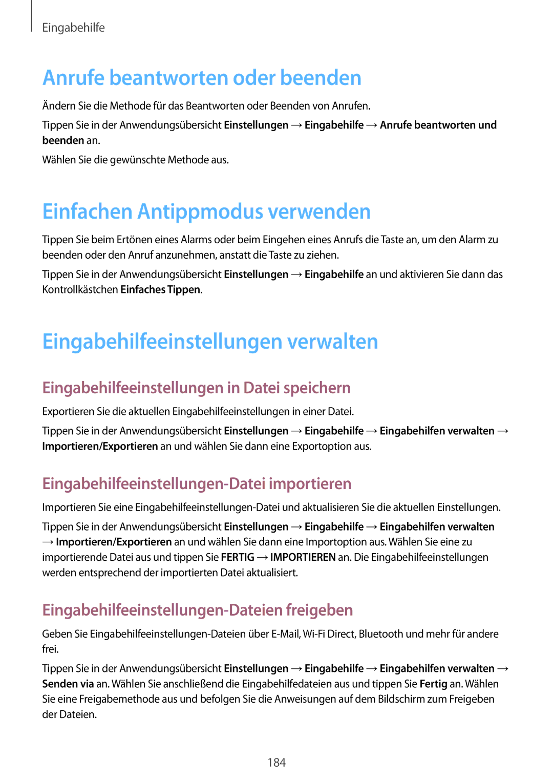 Samsung SM-N915FZKYSEB, SM-N915FZWYEUR, SM-N915FZKYATO Anrufe beantworten oder beenden, Einfachen Antippmodus verwenden 