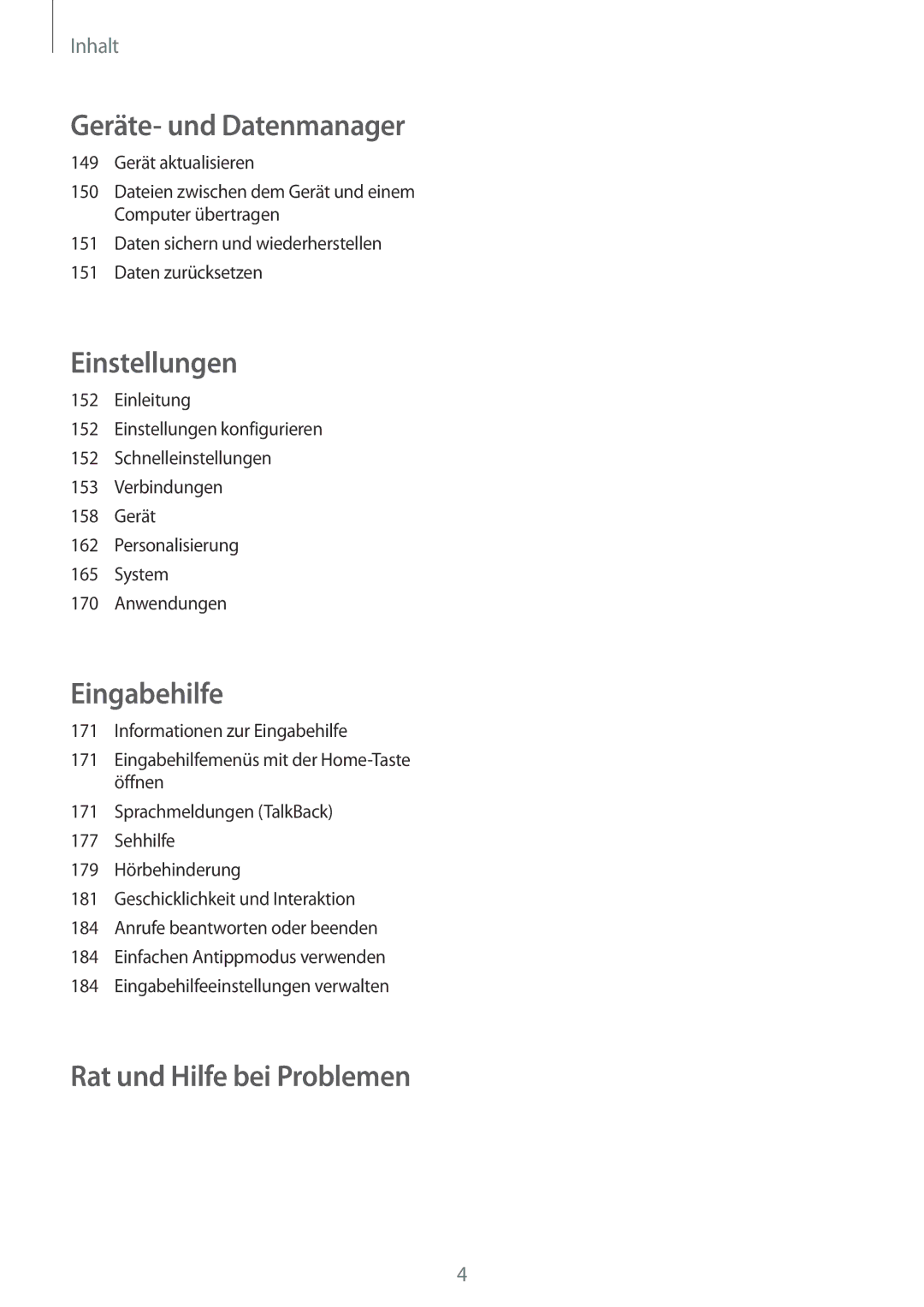 Samsung SM-N915FZWYXEO, SM-N915FZWYEUR, SM-N915FZKYATO, SM-N915FZWYTPH, SM-N915FZKYTPH manual Rat und Hilfe bei Problemen 