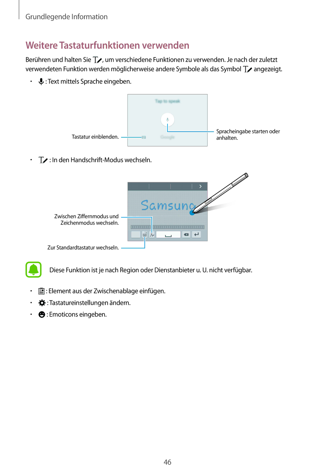 Samsung SM-N915FZWYTPH, SM-N915FZWYEUR, SM-N915FZKYATO, SM-N915FZKYTPH, SM-N915FZWYXEO Weitere Tastaturfunktionen verwenden 