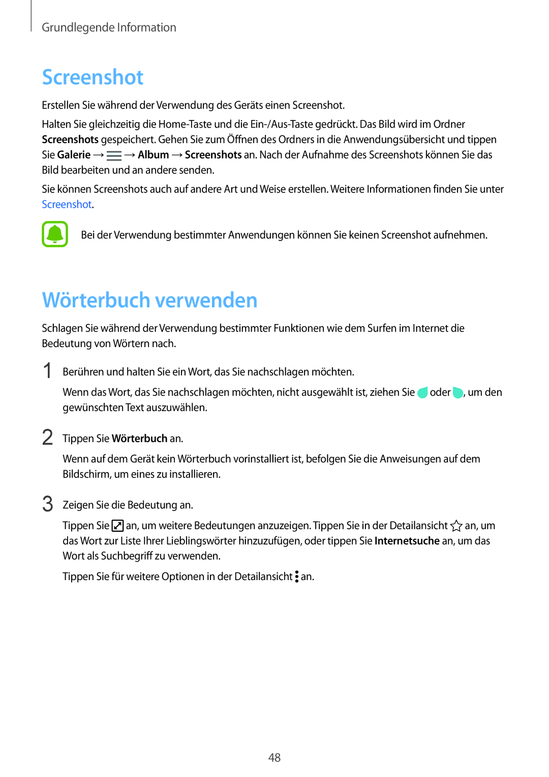 Samsung SM-N915FZWYXEO, SM-N915FZWYEUR, SM-N915FZKYATO, SM-N915FZWYTPH, SM-N915FZKYTPH manual Screenshot, Wörterbuch verwenden 