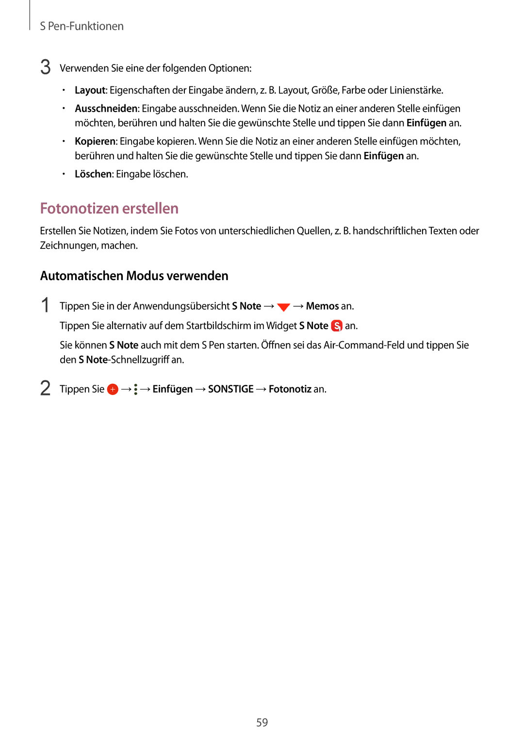 Samsung SM-N915FZWYXEO, SM-N915FZWYEUR, SM-N915FZKYATO, SM-N915FZWYTPH Fotonotizen erstellen, Automatischen Modus verwenden 