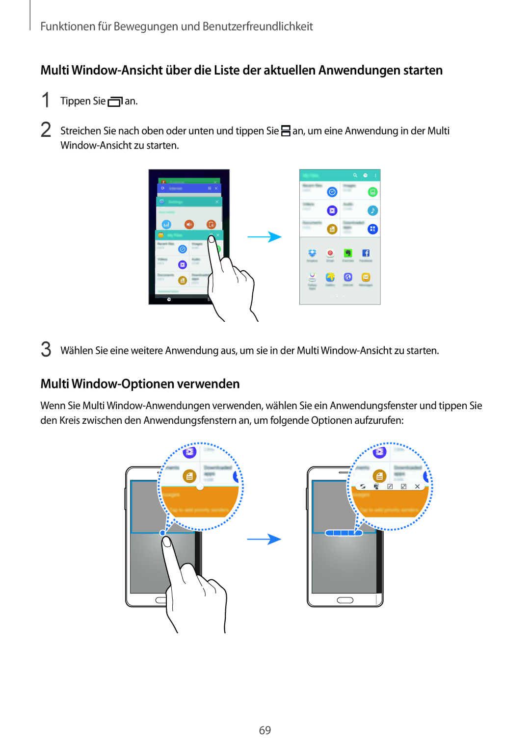 Samsung SM-N915FZKYTPH, SM-N915FZWYEUR, SM-N915FZKYATO, SM-N915FZWYTPH, SM-N915FZWYXEO manual Multi Window-Optionen verwenden 