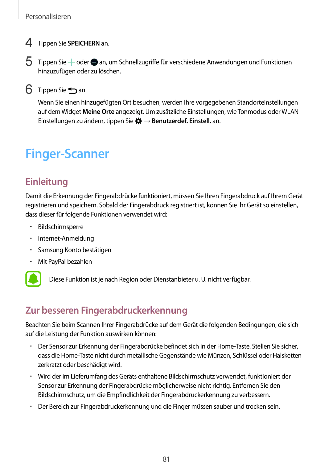 Samsung SM-N915FZWYXEO, SM-N915FZWYEUR, SM-N915FZKYATO, SM-N915FZWYTPH Finger-Scanner, Zur besseren Fingerabdruckerkennung 