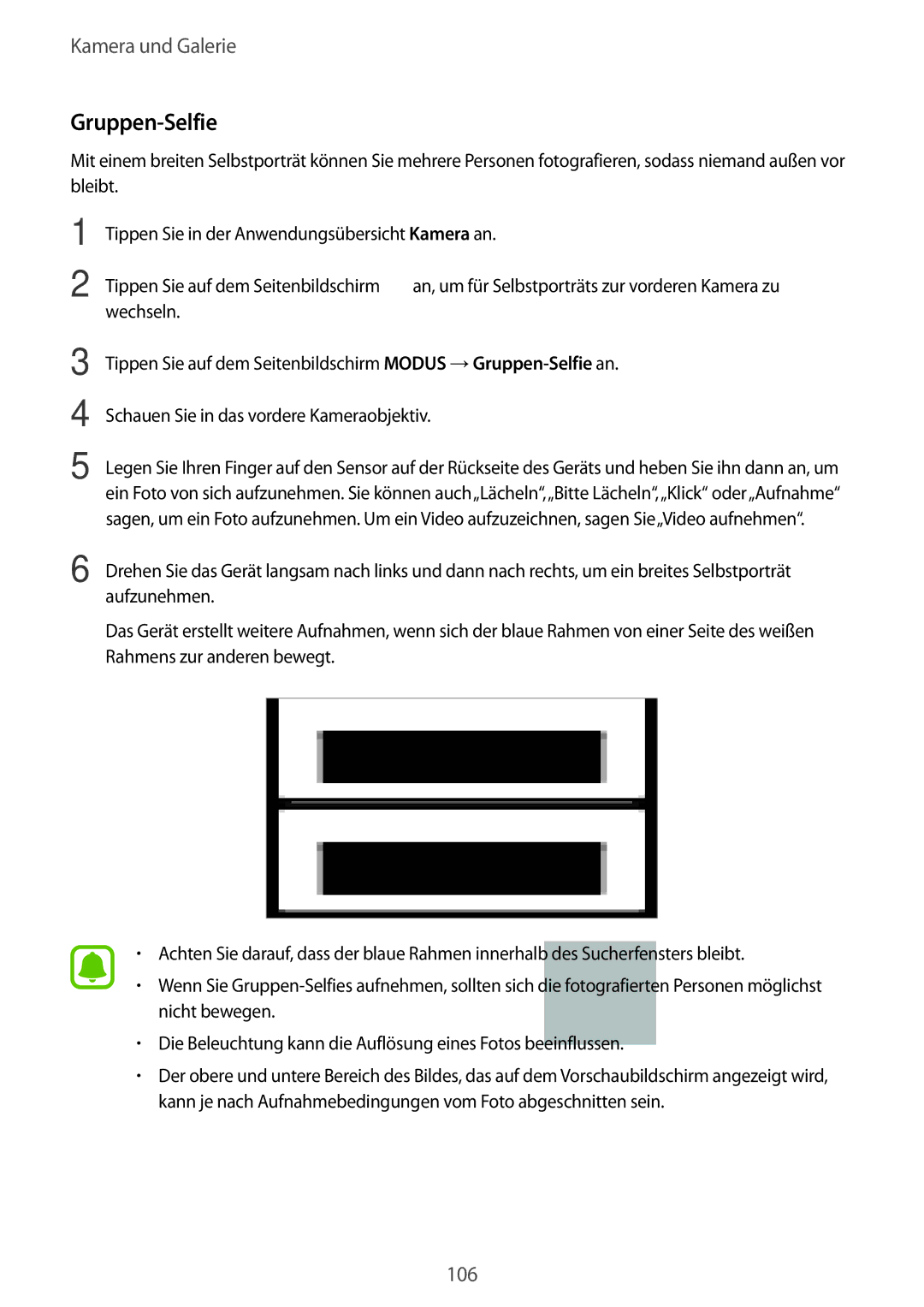 Samsung SM-N915FZWYATO, SM-N915FZWYEUR, SM-N915FZKYATO, SM-N915FZWYTPH, SM-N915FZKYTPH, SM-N915FZWYXEO manual Gruppen-Selfie 