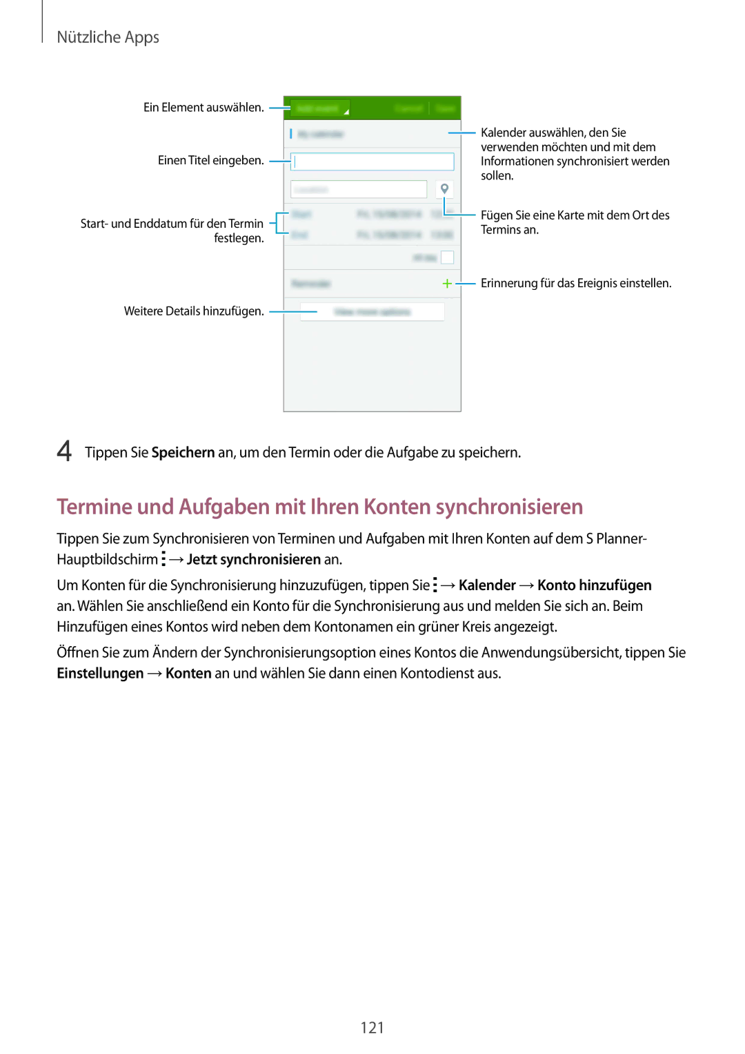 Samsung SM-N915FZWYEUR, SM-N915FZKYATO, SM-N915FZWYTPH, SM-N915FZKYTPH Termine und Aufgaben mit Ihren Konten synchronisieren 