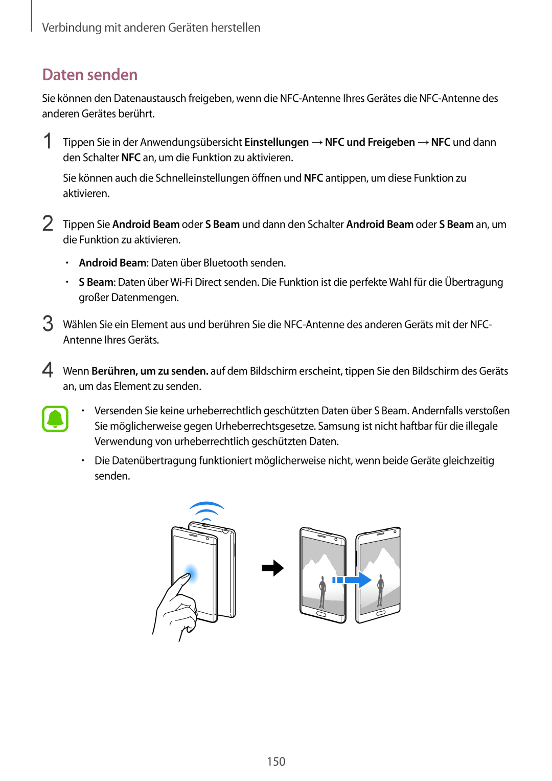 Samsung SM-N915FZWYATO, SM-N915FZWYEUR, SM-N915FZKYATO, SM-N915FZWYTPH, SM-N915FZKYTPH, SM-N915FZWYXEO manual Daten senden 