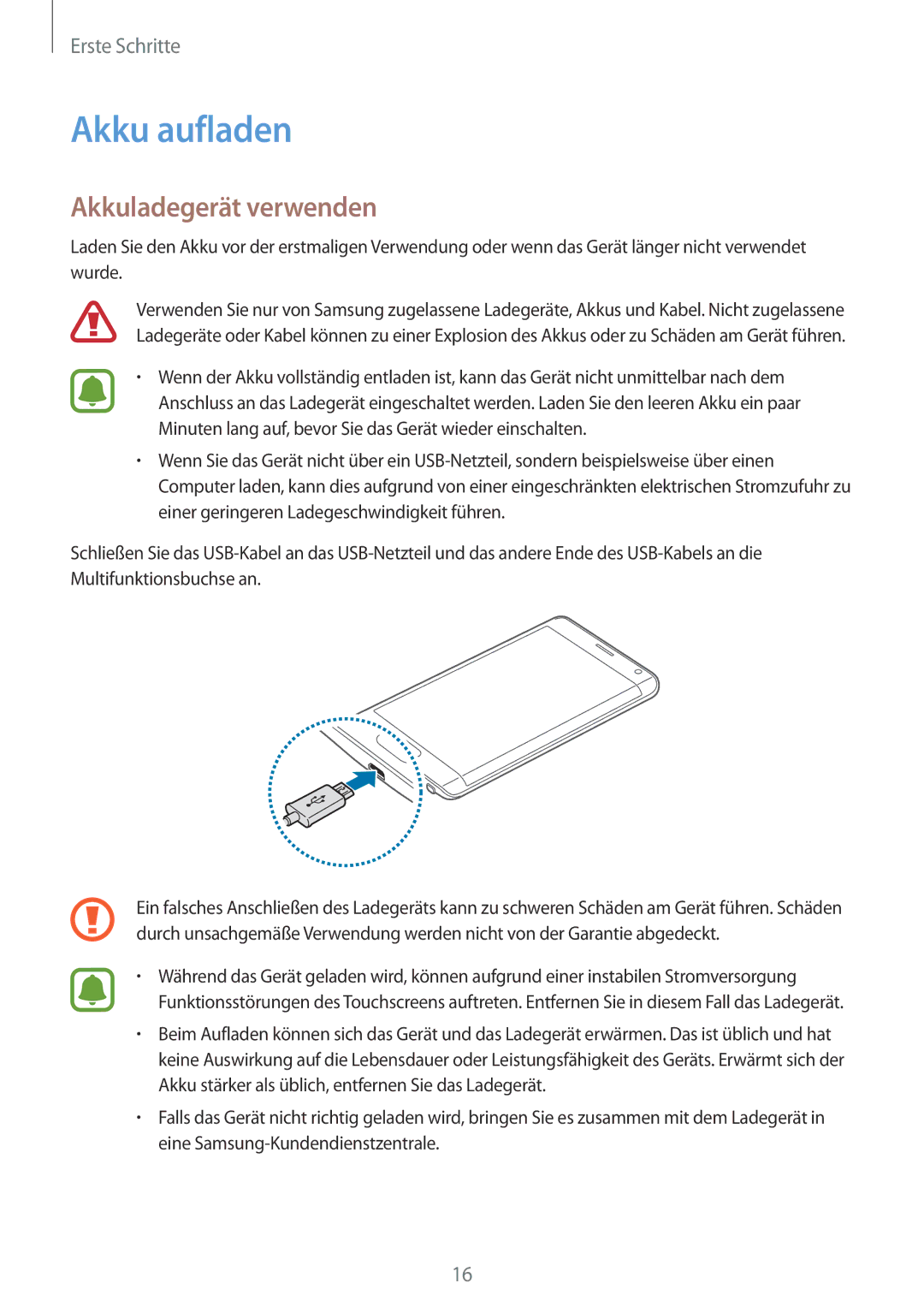 Samsung SM-N915FZWYDBT, SM-N915FZWYEUR, SM-N915FZKYATO, SM-N915FZWYTPH, SM-N915FZKYTPH Akku aufladen, Akkuladegerät verwenden 