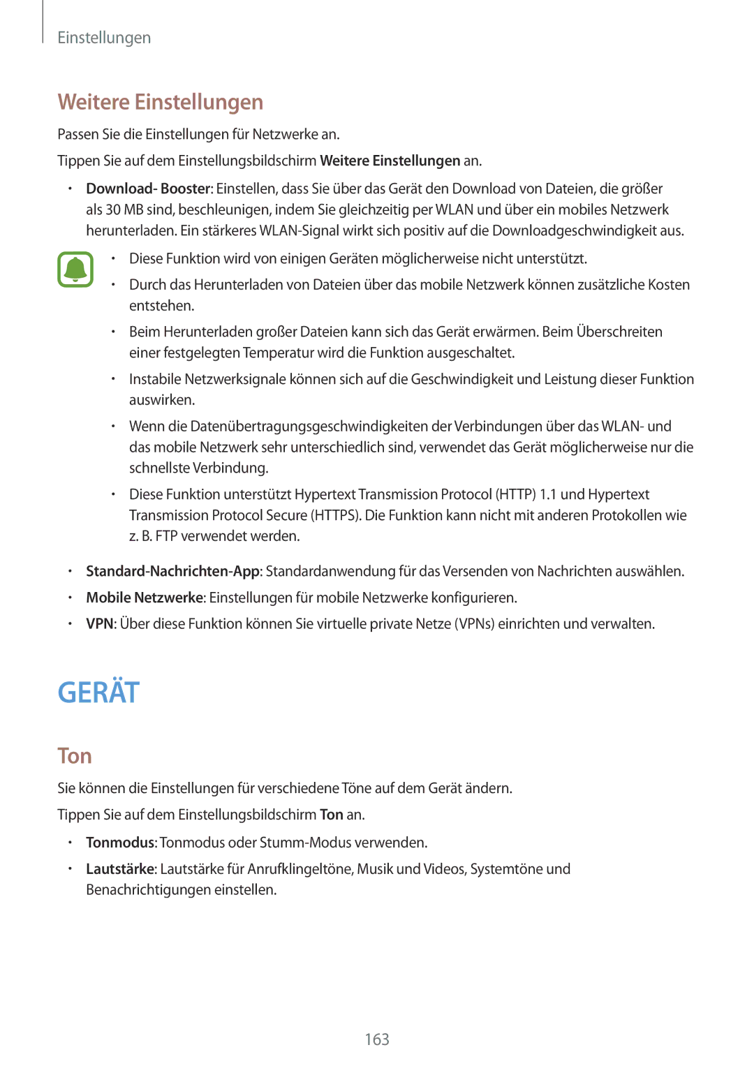 Samsung SM-N915FZKYDBT, SM-N915FZWYEUR, SM-N915FZKYATO, SM-N915FZWYTPH, SM-N915FZKYTPH manual Weitere Einstellungen, Ton 