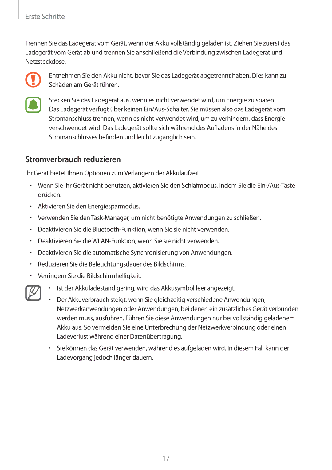 Samsung SM-N915FZKYEUR, SM-N915FZWYEUR, SM-N915FZKYATO, SM-N915FZWYTPH, SM-N915FZKYTPH manual Stromverbrauch reduzieren 