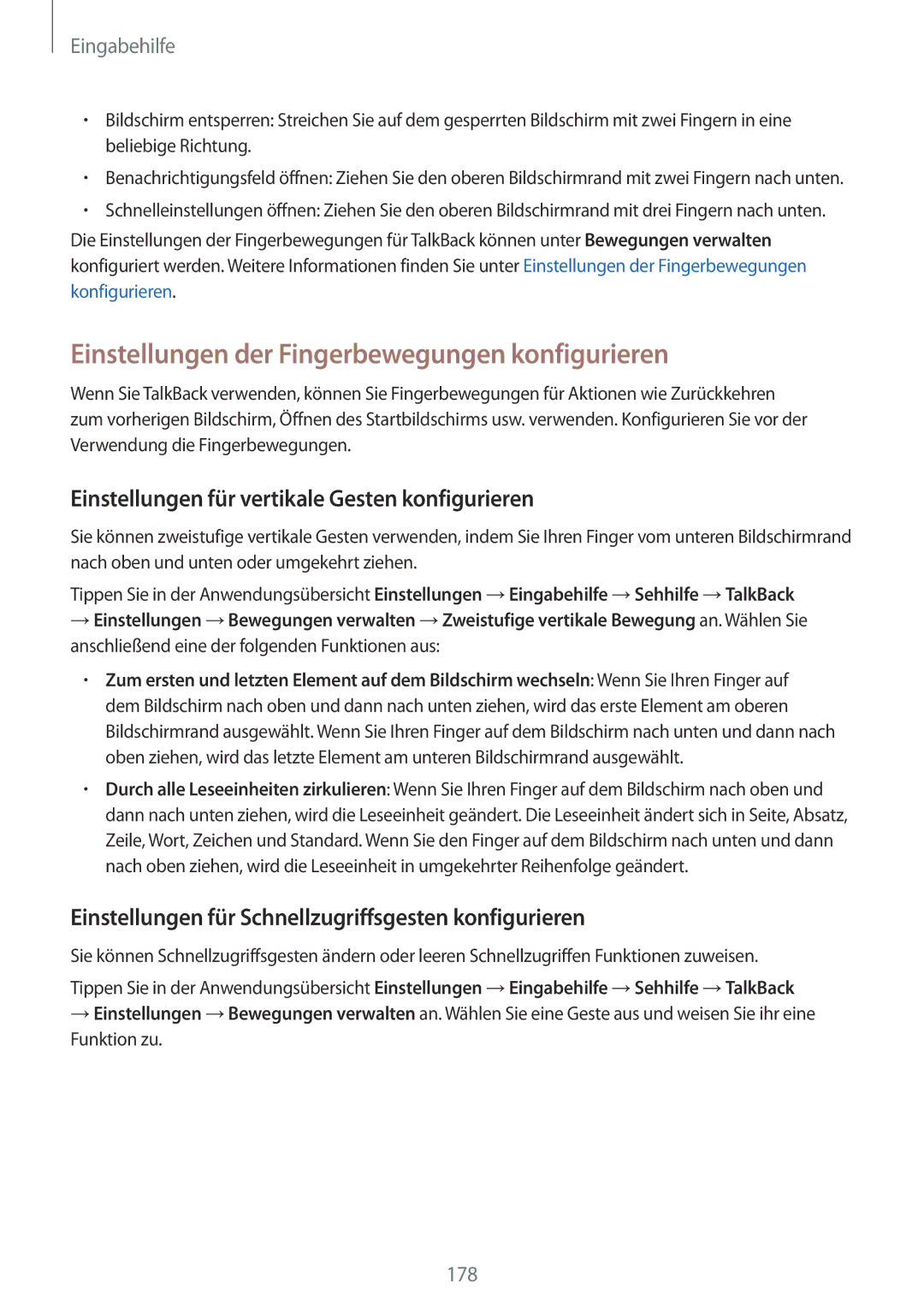 Samsung SM-N915FZWYTPH Einstellungen der Fingerbewegungen konfigurieren, Einstellungen für vertikale Gesten konfigurieren 