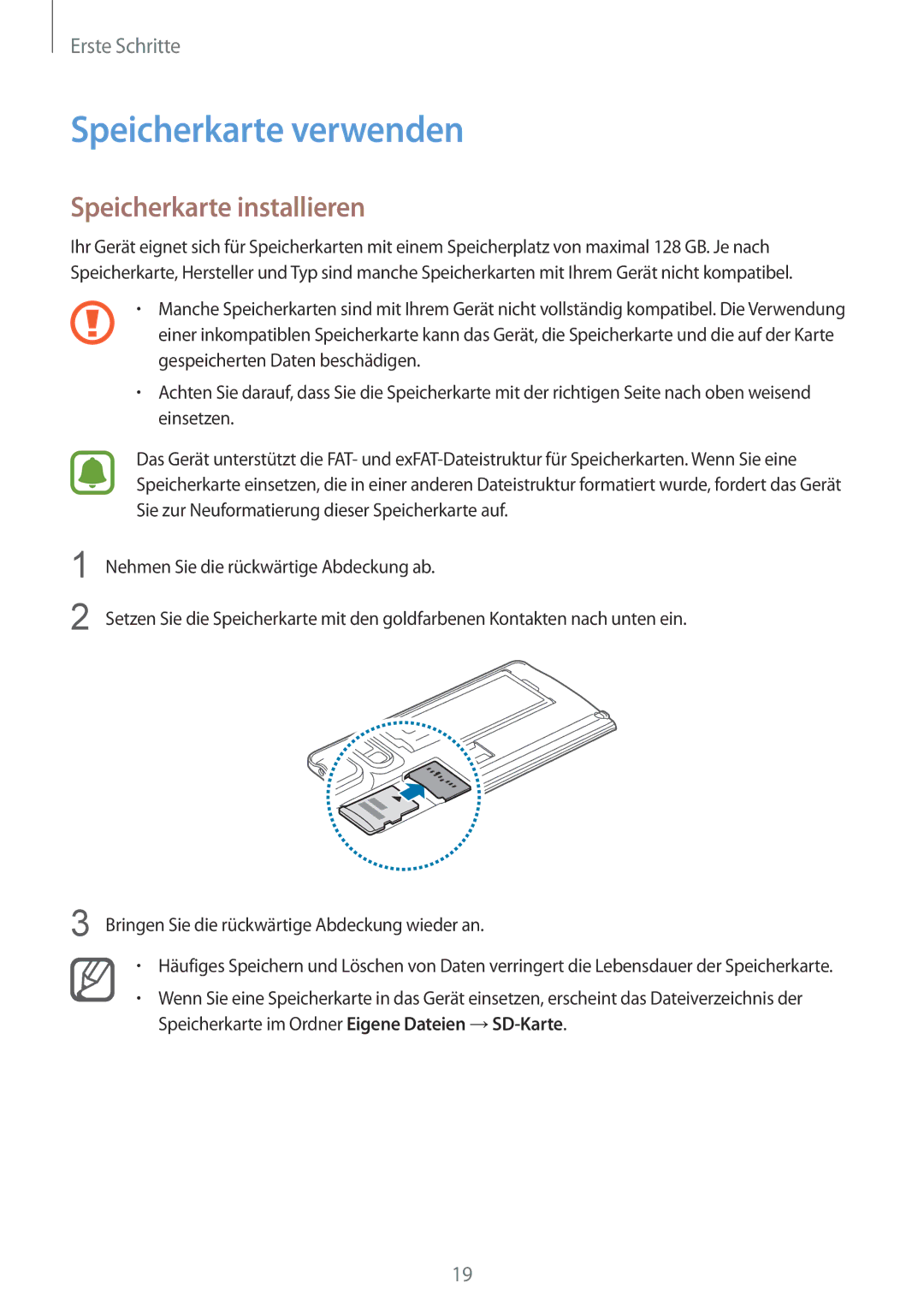 Samsung SM-N915FZKYSEB, SM-N915FZWYEUR, SM-N915FZKYATO, SM-N915FZWYTPH Speicherkarte verwenden, Speicherkarte installieren 