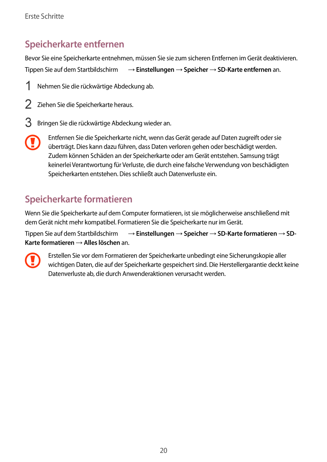 Samsung SM-N915FZKYDBT, SM-N915FZWYEUR, SM-N915FZKYATO, SM-N915FZWYTPH Speicherkarte entfernen, Speicherkarte formatieren 