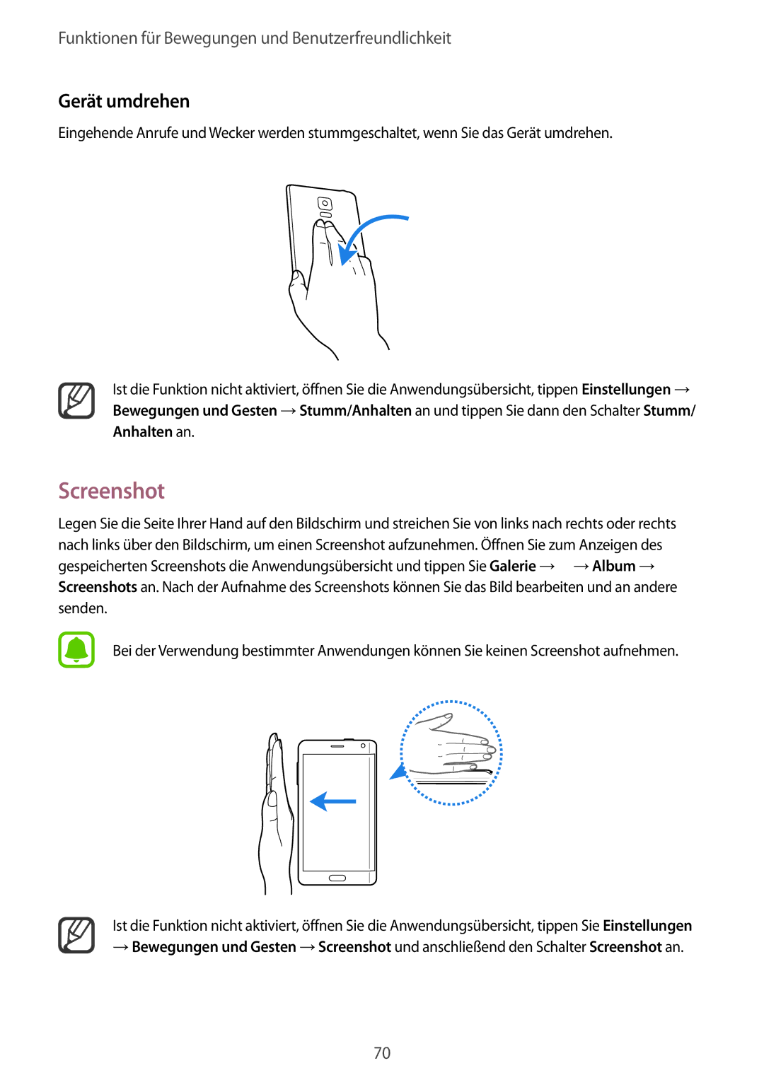 Samsung SM-N915FZWYXEO, SM-N915FZWYEUR, SM-N915FZKYATO, SM-N915FZWYTPH, SM-N915FZKYTPH manual Screenshot, Gerät umdrehen 