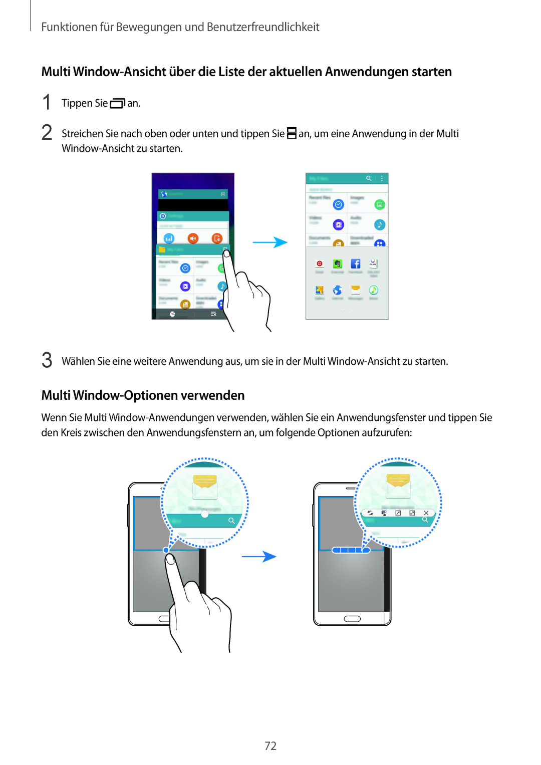 Samsung SM-N915FZKYEUR, SM-N915FZWYEUR, SM-N915FZKYATO, SM-N915FZWYTPH, SM-N915FZKYTPH manual Multi Window-Optionen verwenden 