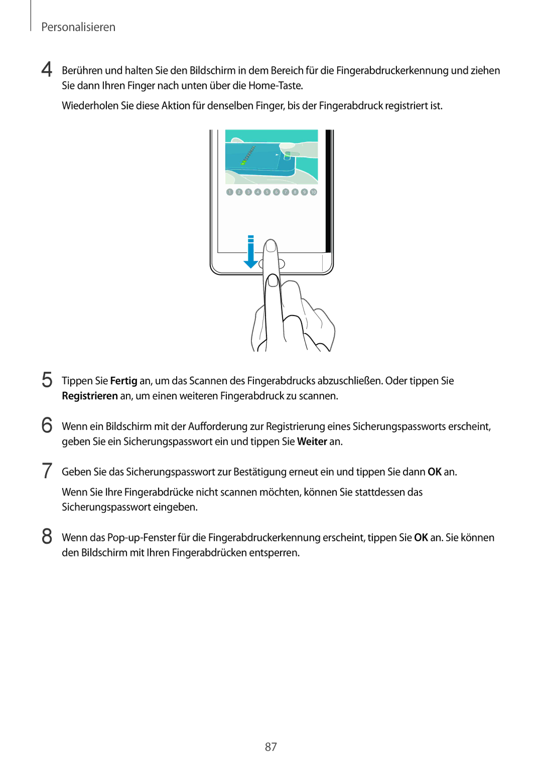 Samsung SM-N915FZKYXEF, SM-N915FZWYEUR, SM-N915FZKYATO, SM-N915FZWYTPH, SM-N915FZKYTPH, SM-N915FZWYXEO manual Personalisieren 