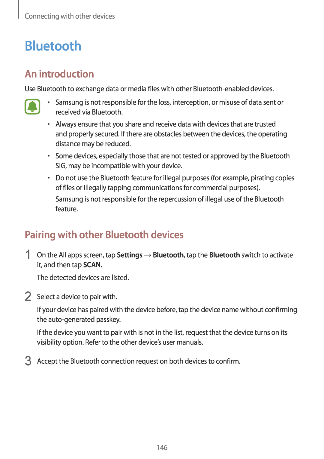 Samsung SM-N915FZKYORX manual Pairing with other Bluetooth devices, An introduction, Connecting with other devices 