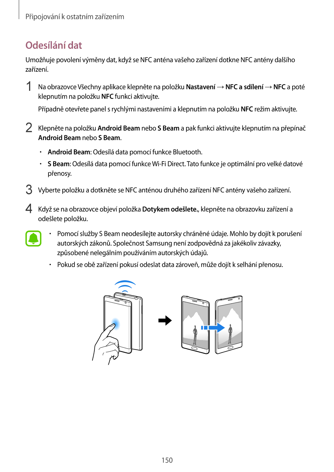 Samsung SM-N915FZWYXEH, SM-N915FZWYEUR, SM-N915FZKYATO, SM-N915FZWYXEO, SM-N915FZKYEUR, SM-N915FZWYATO manual Odesílání dat 