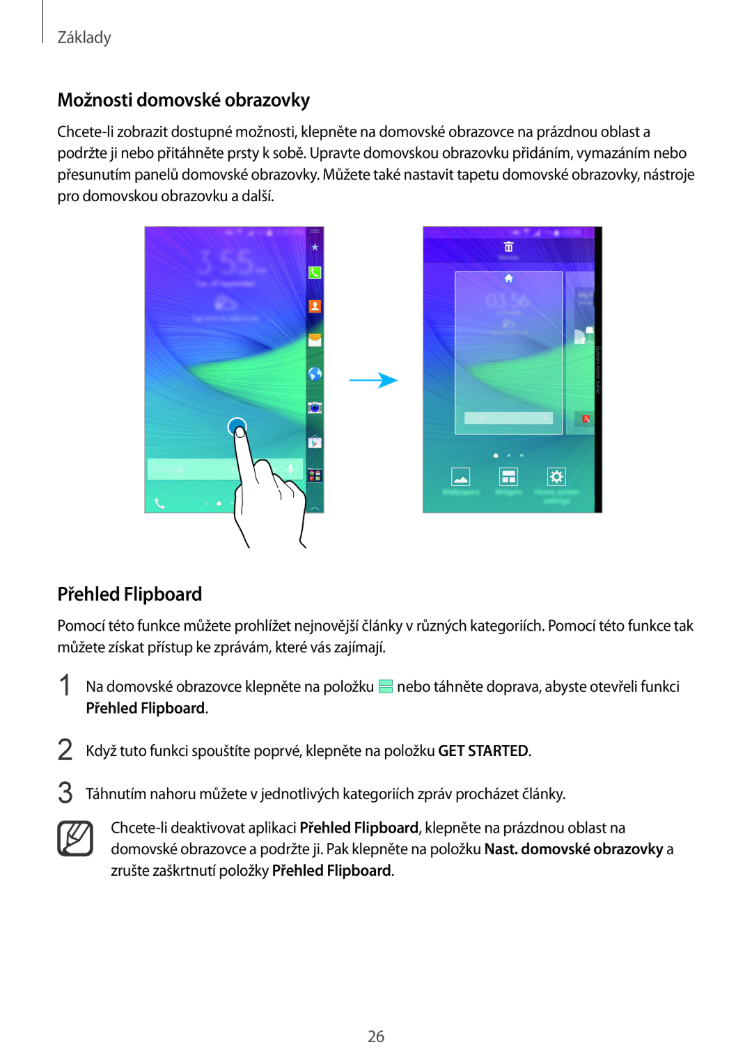 Samsung SM-N915FZWYEUR, SM-N915FZKYATO, SM-N915FZWYXEO, SM-N915FZKYEUR manual Možnosti domovské obrazovky, Přehled Flipboard 