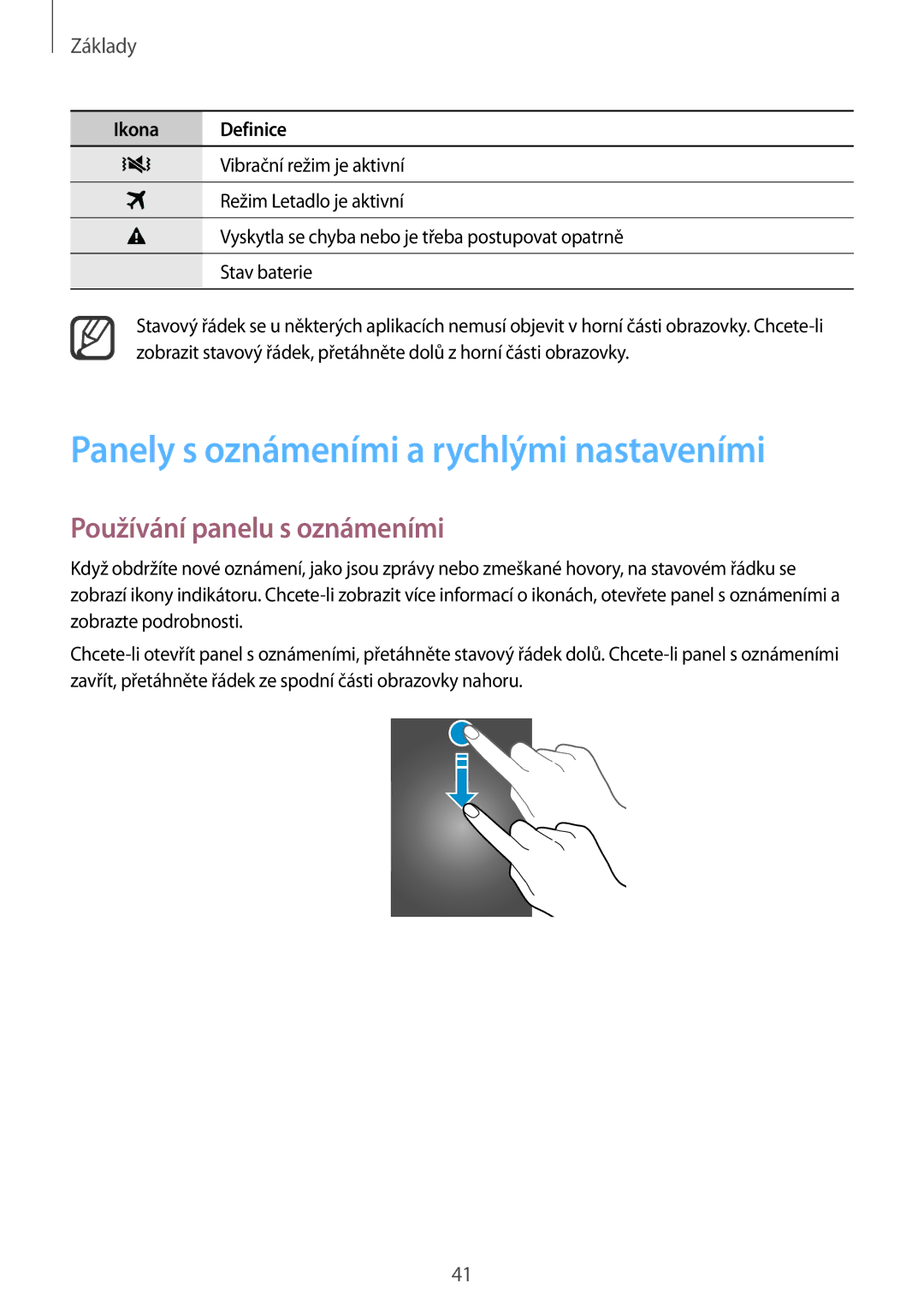 Samsung SM-N915FZWYXEO, SM-N915FZWYEUR manual Panely s oznámeními a rychlými nastaveními, Používání panelu s oznámeními 