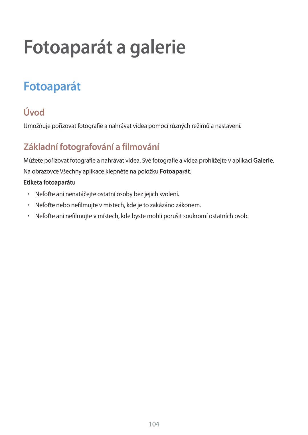 Samsung SM-N915FZWYEUR, SM-N915FZKYATO manual Fotoaparát a galerie, Základní fotografování a filmování, Etiketa fotoaparátu 