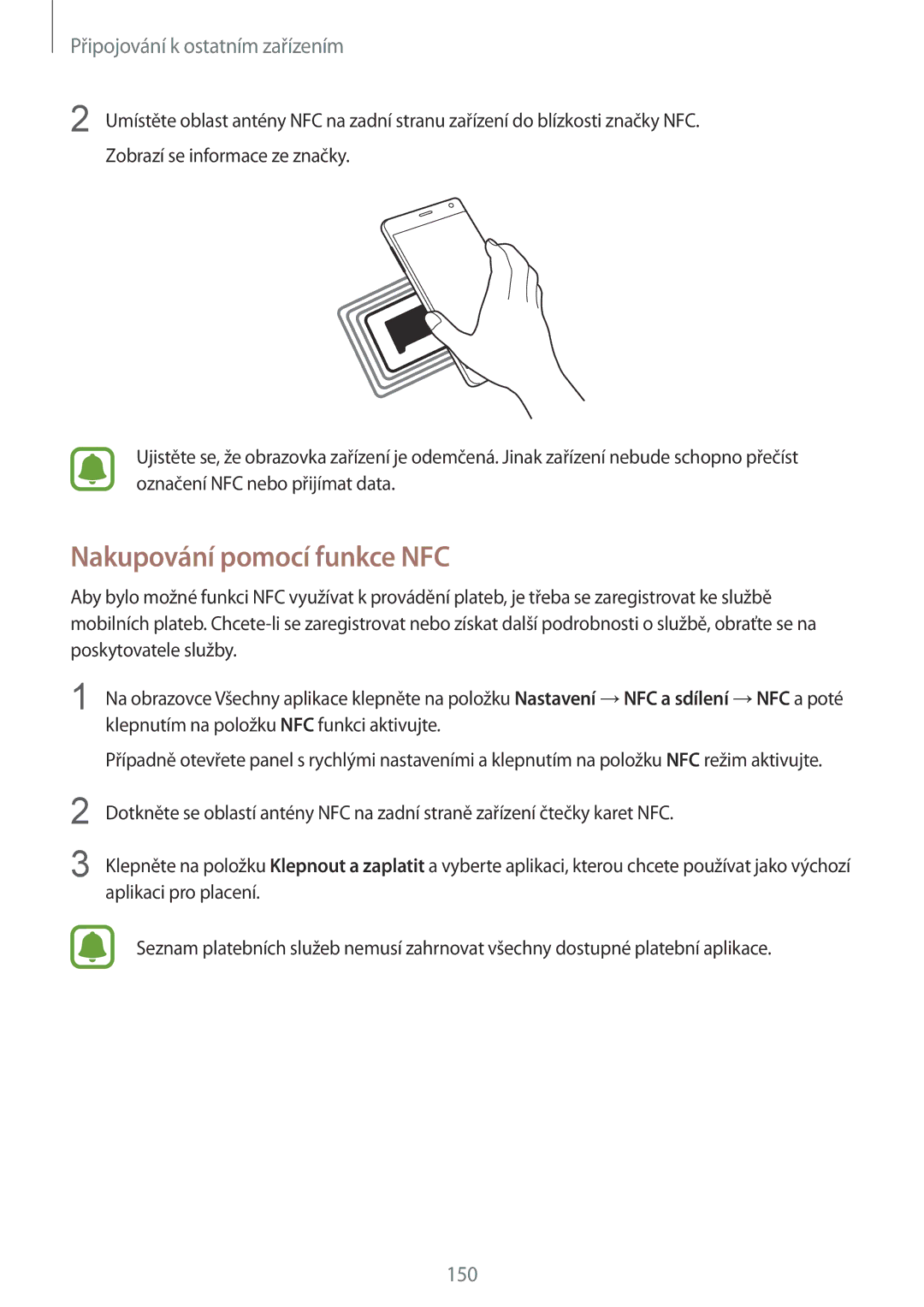 Samsung SM-N915FZWYXEH, SM-N915FZWYEUR, SM-N915FZKYATO, SM-N915FZWYXEO, SM-N915FZKYEUR manual Nakupování pomocí funkce NFC 