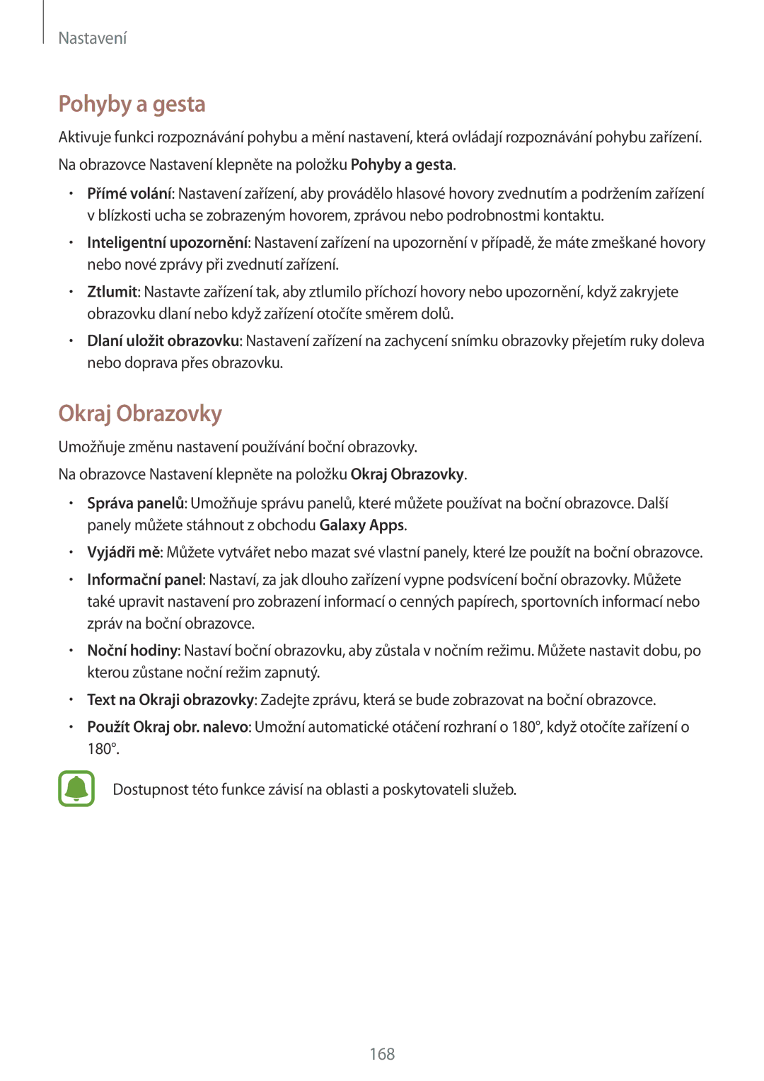 Samsung SM-N915FZKYXEH, SM-N915FZWYEUR, SM-N915FZKYATO, SM-N915FZWYXEO, SM-N915FZKYEUR manual Pohyby a gesta, Okraj Obrazovky 