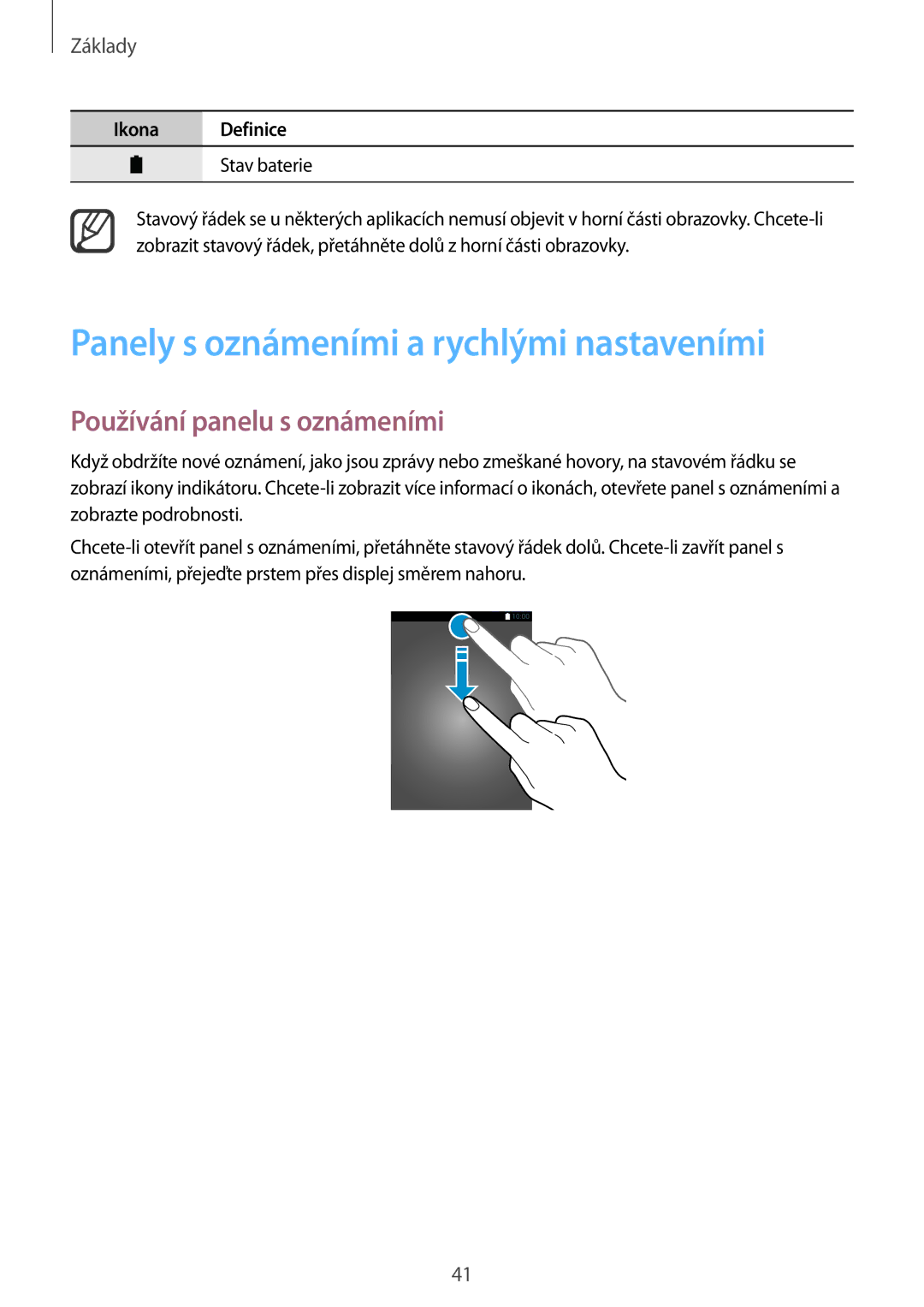 Samsung SM-N915FZWYXEO, SM-N915FZWYEUR manual Panely s oznámeními a rychlými nastaveními, Používání panelu s oznámeními 