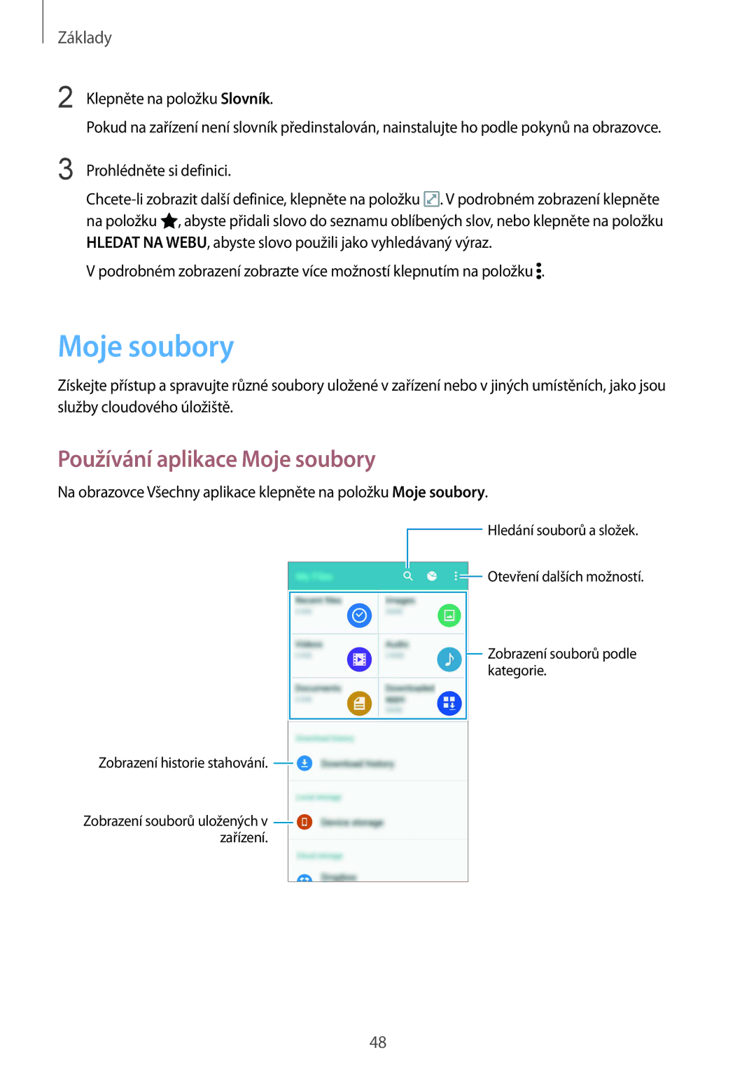 Samsung SM-N915FZKYORX, SM-N915FZWYEUR, SM-N915FZKYATO, SM-N915FZWYXEO, SM-N915FZKYEUR Používání aplikace Moje soubory 