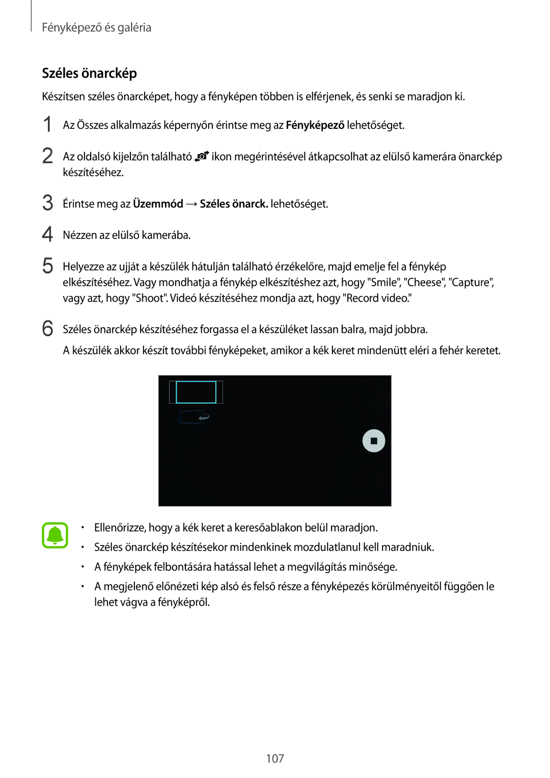 Samsung SM-N915FZKYEUR, SM-N915FZWYEUR, SM-N915FZKYATO, SM-N915FZWYXEO, SM-N915FZWYATO, SM-N915FZKYXEO manual Széles önarckép 