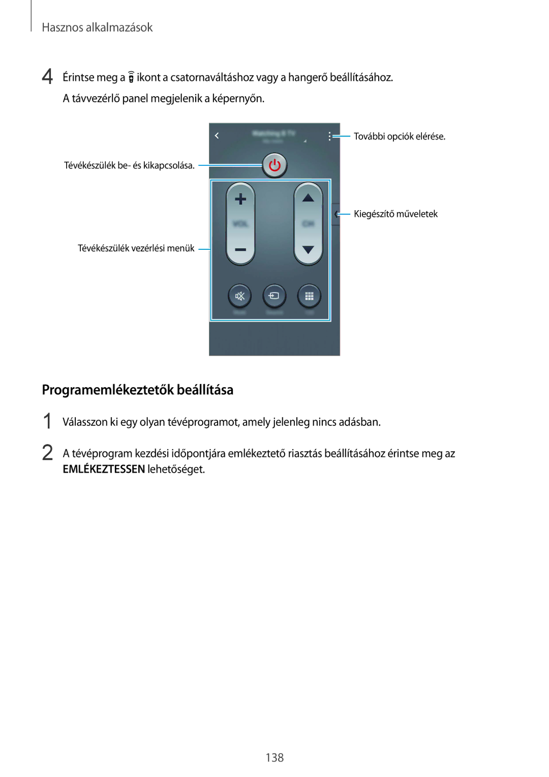 Samsung SM-N915FZWYORX, SM-N915FZWYEUR, SM-N915FZKYATO, SM-N915FZWYXEO, SM-N915FZKYEUR manual Programemlékeztetők beállítása 