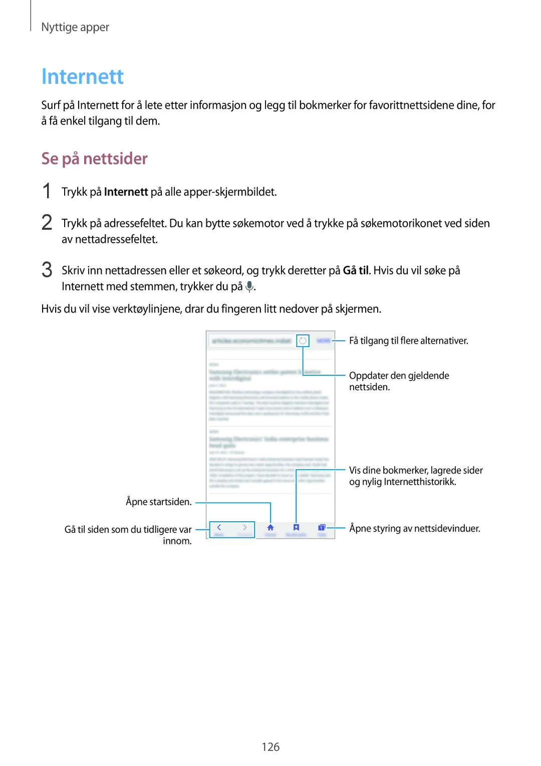 Samsung SM-N915FZWYNEE, SM-N915FZKYNEE manual Internett, Se på nettsider 