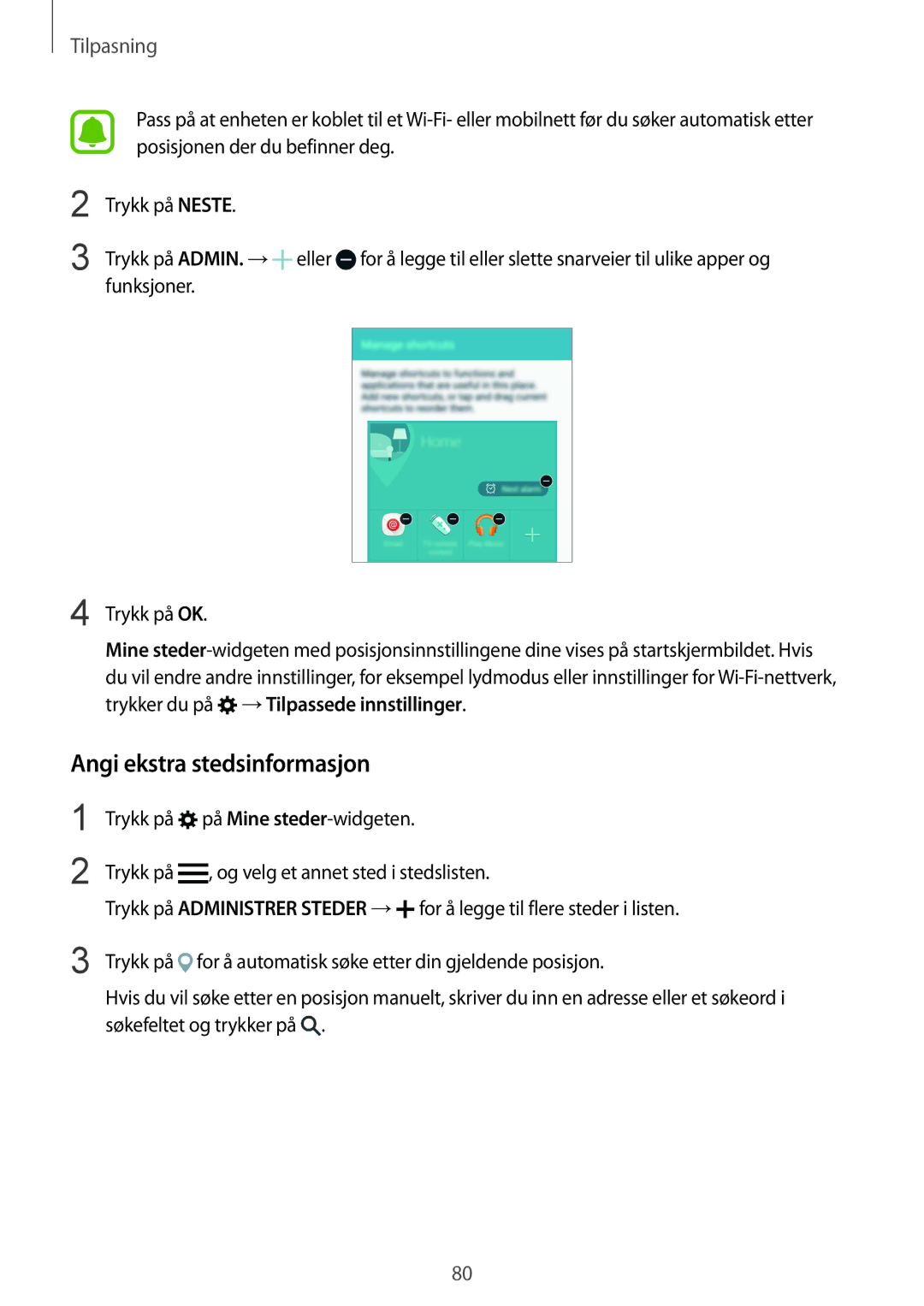 Samsung SM-N915FZWYNEE, SM-N915FZKYNEE manual Angi ekstra stedsinformasjon 