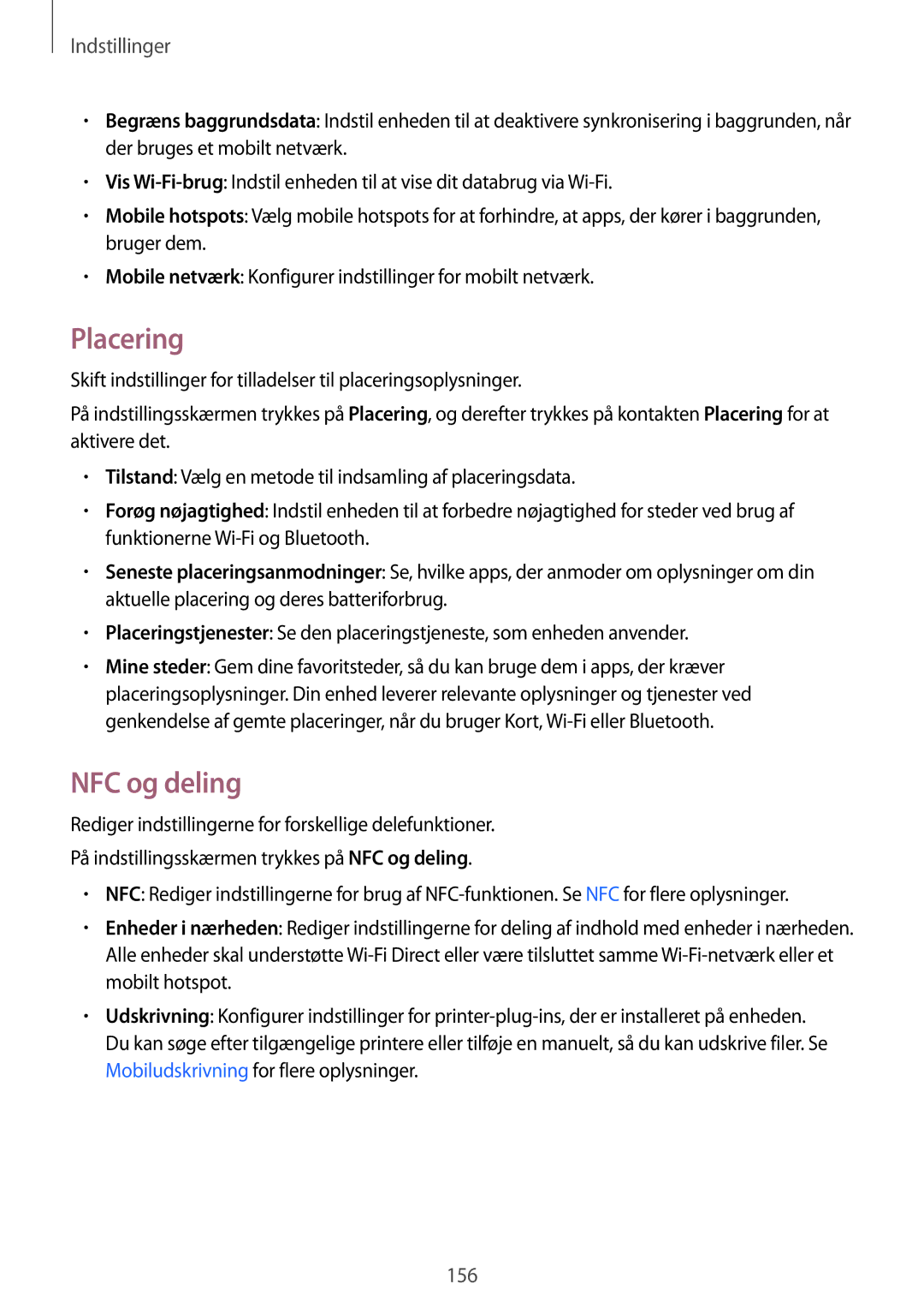 Samsung SM-N915FZWYNEE, SM-N915FZKYNEE manual Placering, NFC og deling 