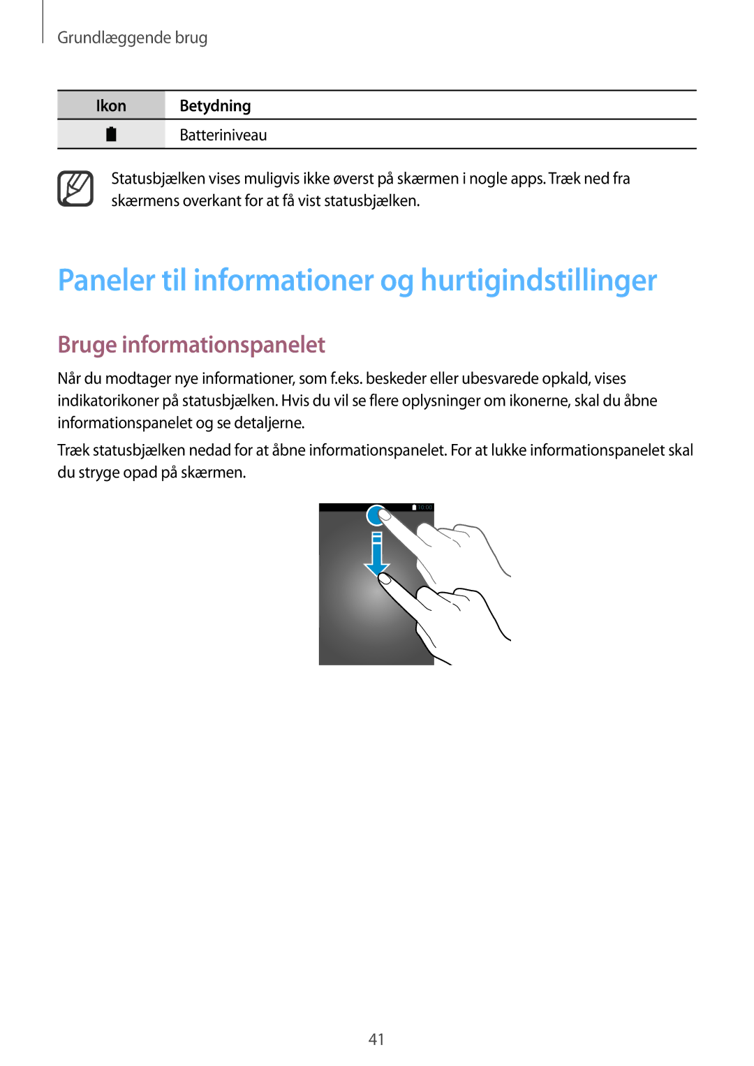 Samsung SM-N915FZKYNEE, SM-N915FZWYNEE manual Paneler til informationer og hurtigindstillinger, Bruge informationspanelet 