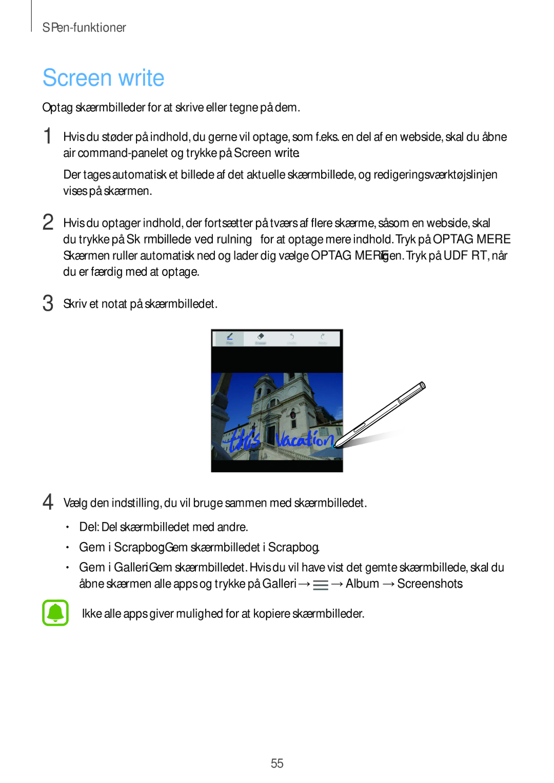 Samsung SM-N915FZKYNEE, SM-N915FZWYNEE manual Screen write 