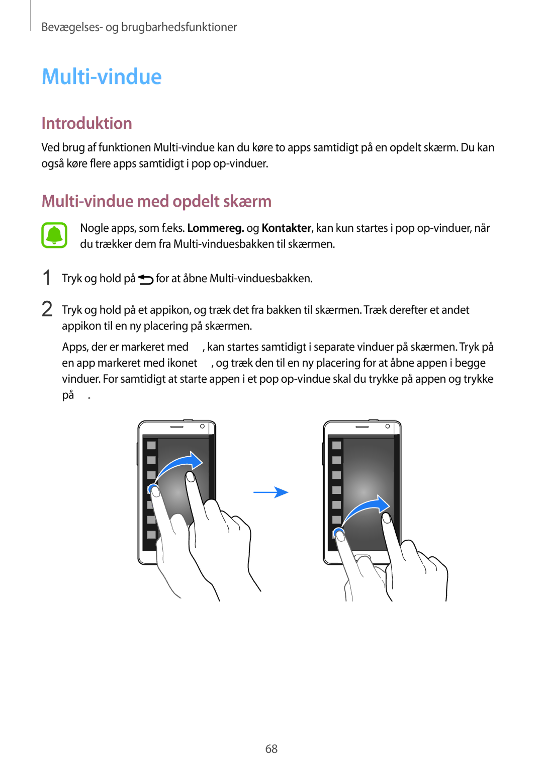 Samsung SM-N915FZWYNEE, SM-N915FZKYNEE manual Multi-vindue med opdelt skærm 