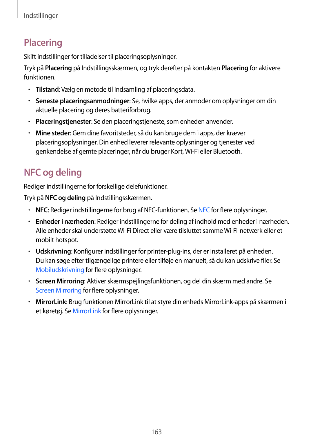 Samsung SM-N915FZKYNEE, SM-N915FZWYNEE manual Placering, NFC og deling 