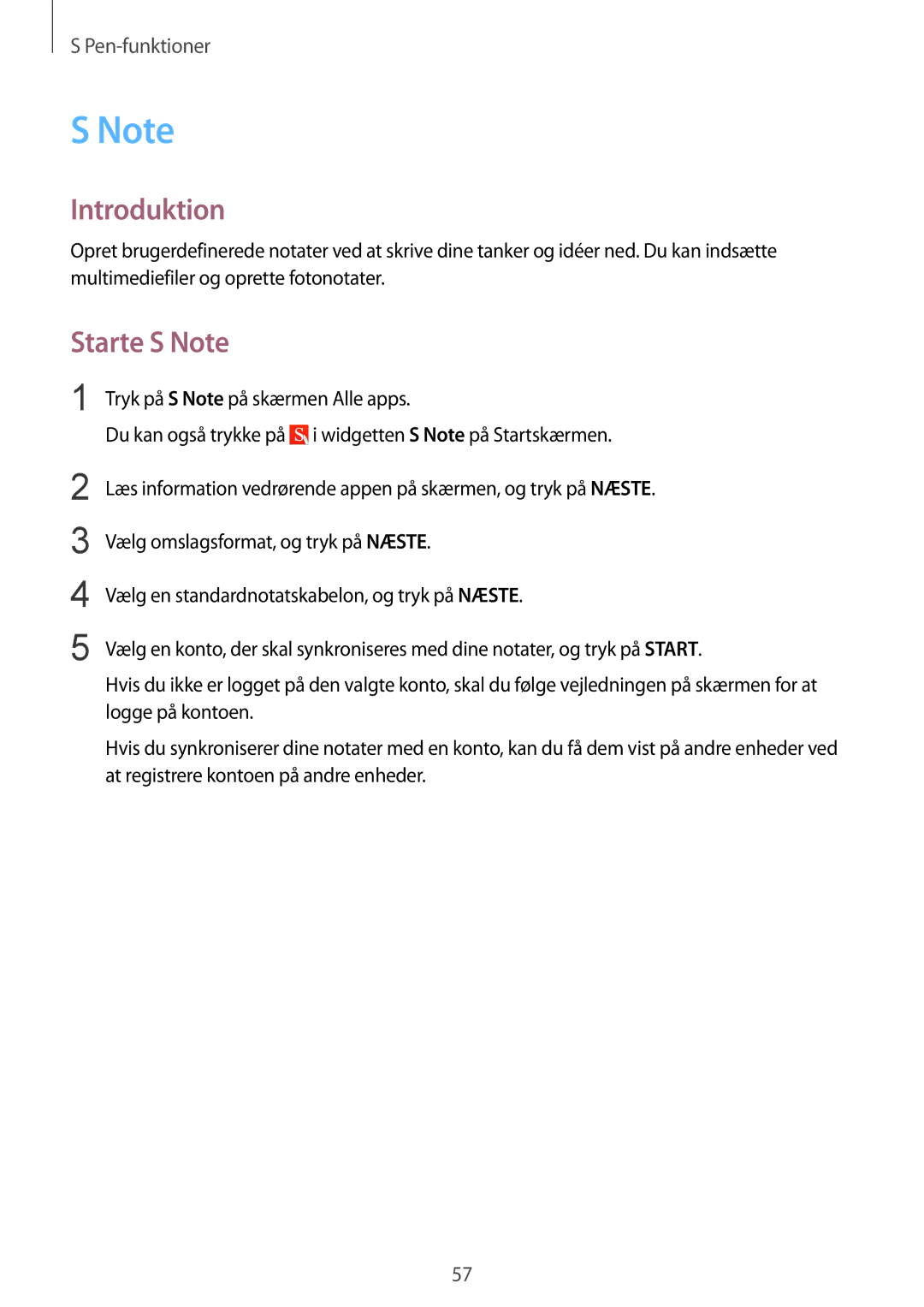 Samsung SM-N915FZKYNEE, SM-N915FZWYNEE manual Introduktion, Starte S Note 