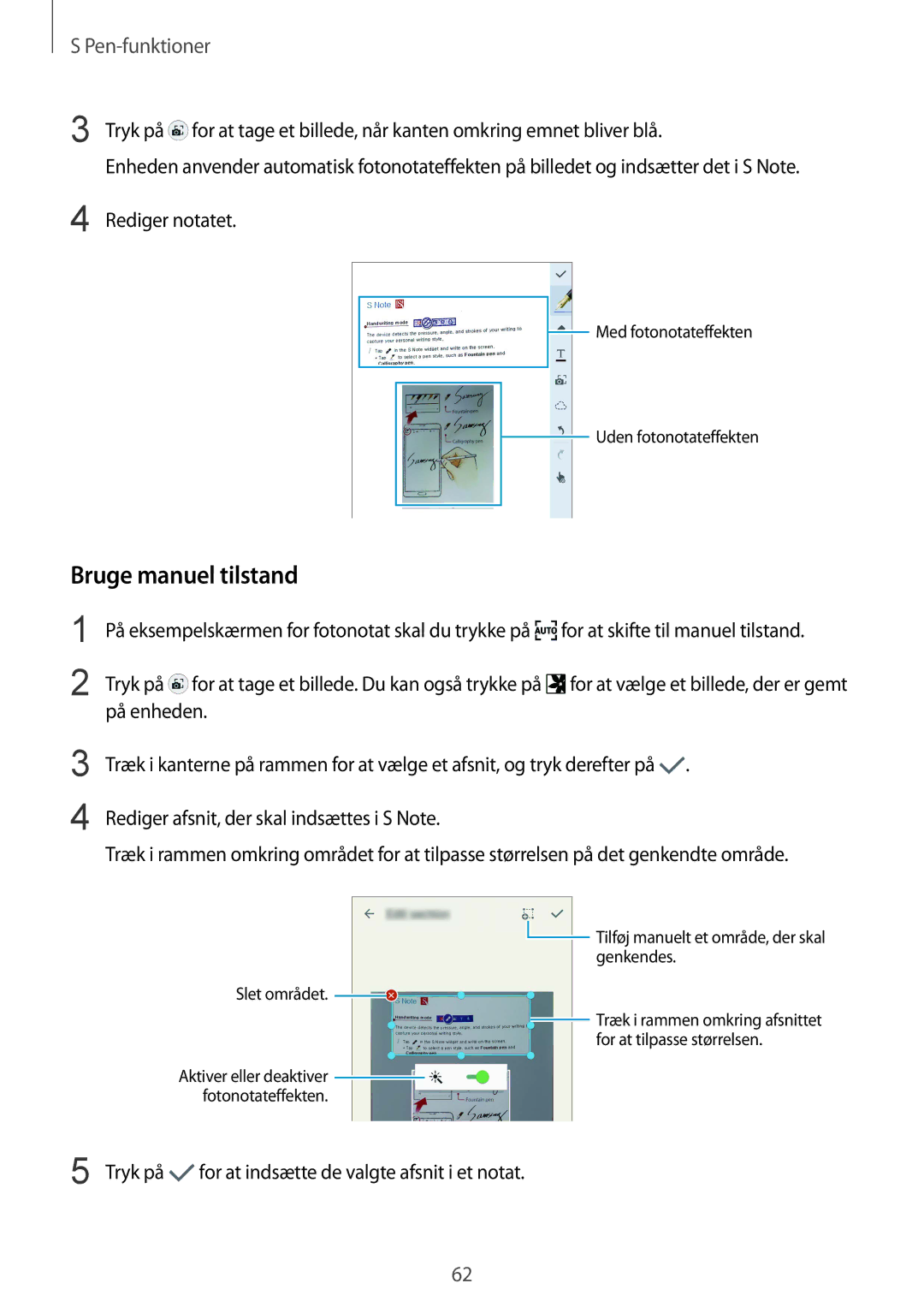 Samsung SM-N915FZWYNEE, SM-N915FZKYNEE manual Bruge manuel tilstand, Rediger notatet 