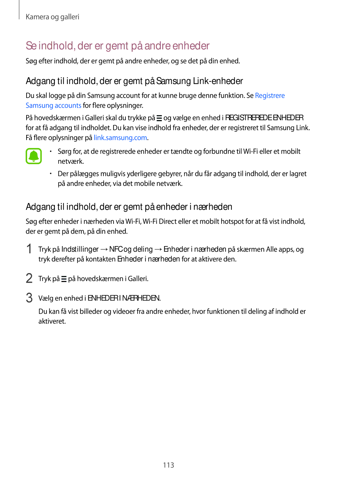 Samsung SM-N915FZKYNEE Se indhold, der er gemt på andre enheder, Adgang til indhold, der er gemt på Samsung Link-enheder 