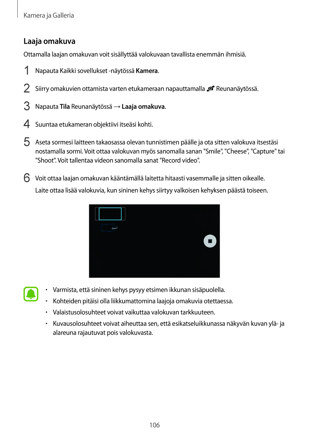 Samsung SM-N915FZWYNEE, SM-N915FZKYNEE manual Laaja omakuva 