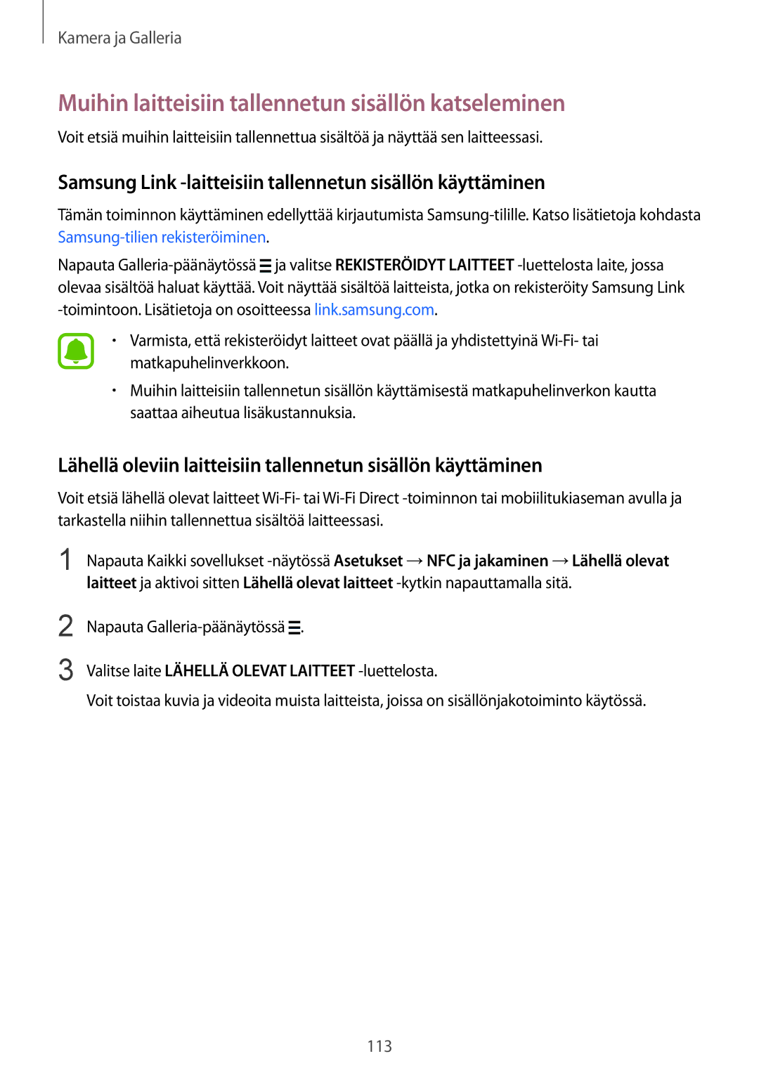 Samsung SM-N915FZKYNEE, SM-N915FZWYNEE manual Muihin laitteisiin tallennetun sisällön katseleminen 