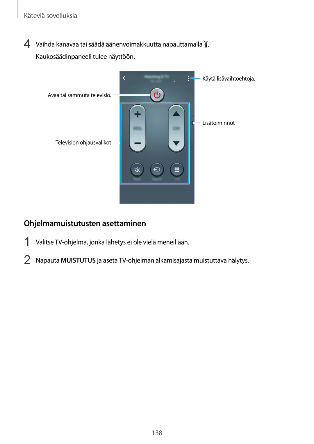 Samsung SM-N915FZWYNEE, SM-N915FZKYNEE manual Ohjelmamuistutusten asettaminen 