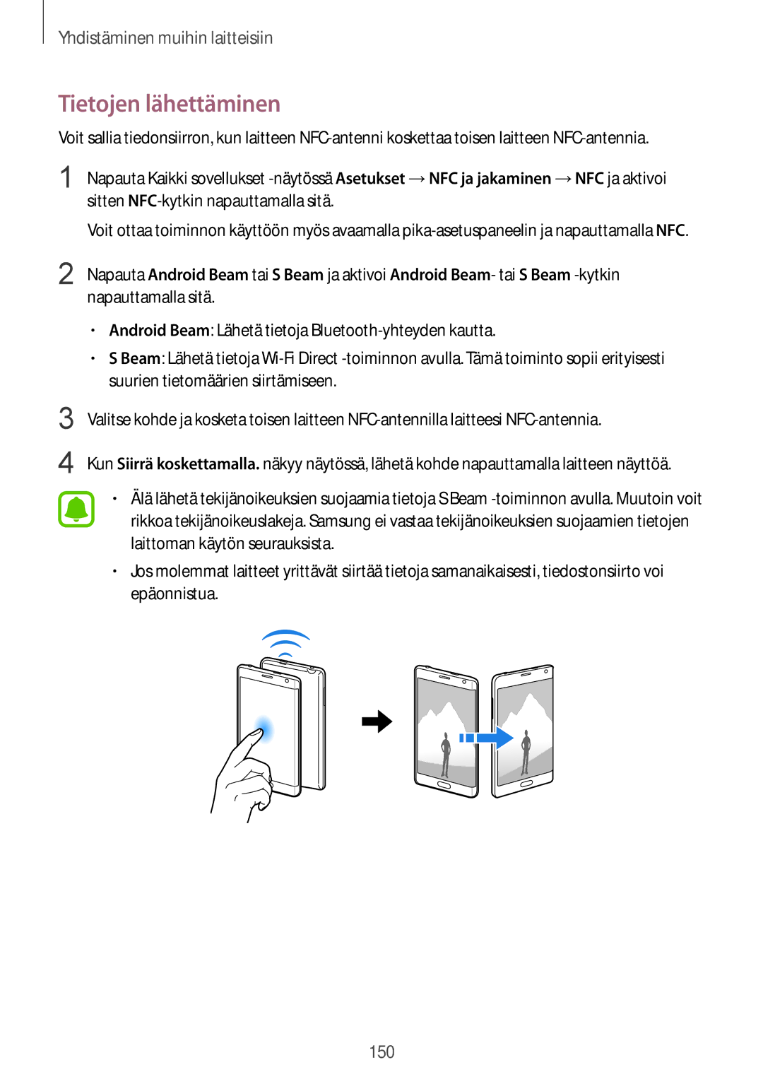 Samsung SM-N915FZWYNEE, SM-N915FZKYNEE manual Tietojen lähettäminen 