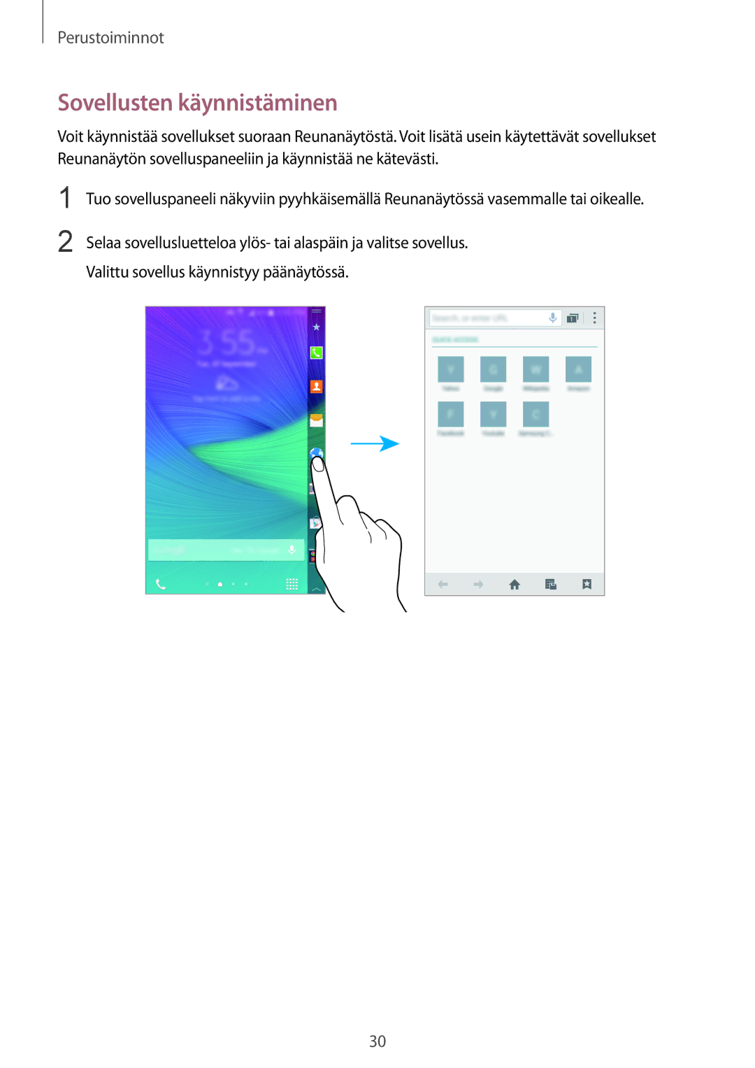 Samsung SM-N915FZWYNEE, SM-N915FZKYNEE manual Sovellusten käynnistäminen 