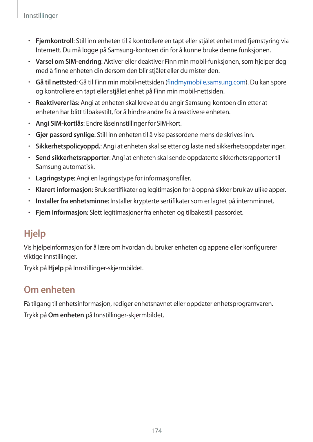 Samsung SM-N915FZWYNEE, SM-N915FZKYNEE manual Hjelp, Om enheten 