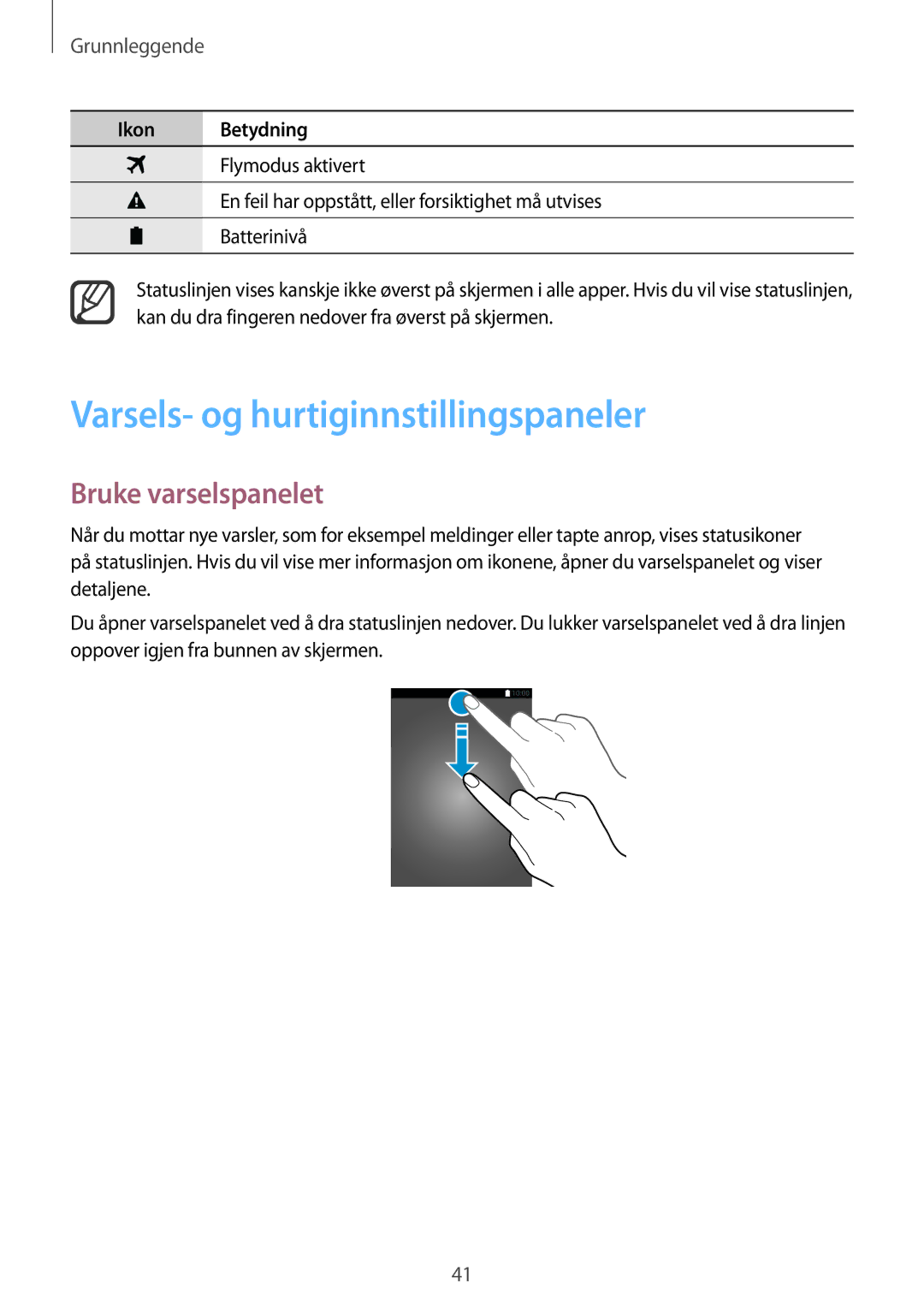 Samsung SM-N915FZKYNEE, SM-N915FZWYNEE manual Varsels- og hurtiginnstillingspaneler, Bruke varselspanelet 