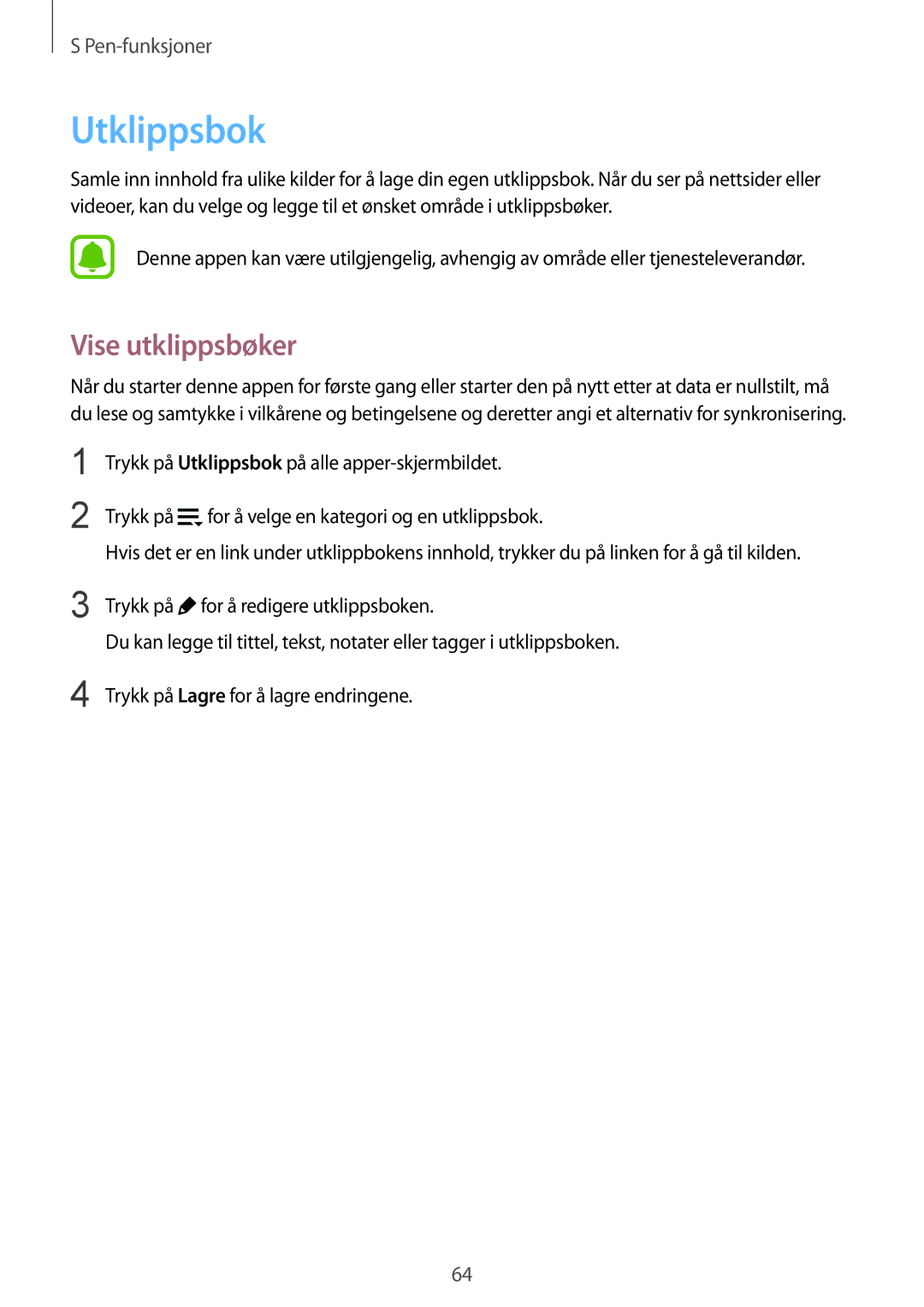 Samsung SM-N915FZWYNEE, SM-N915FZKYNEE manual Utklippsbok, Vise utklippsbøker 